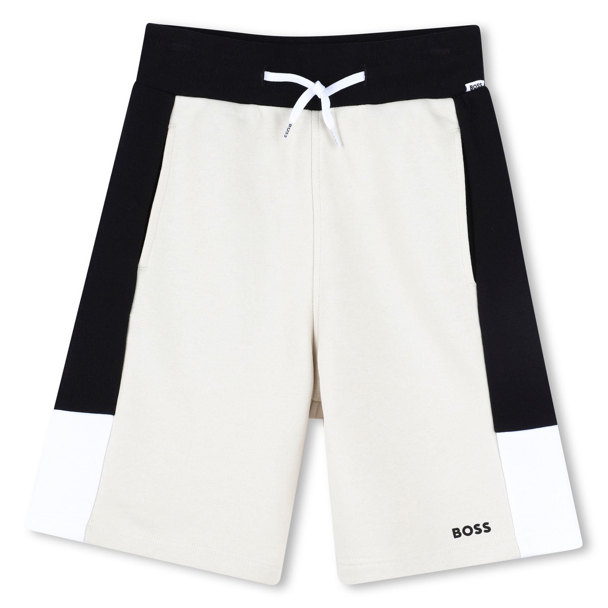 Boys Black & White Cotton Shorts