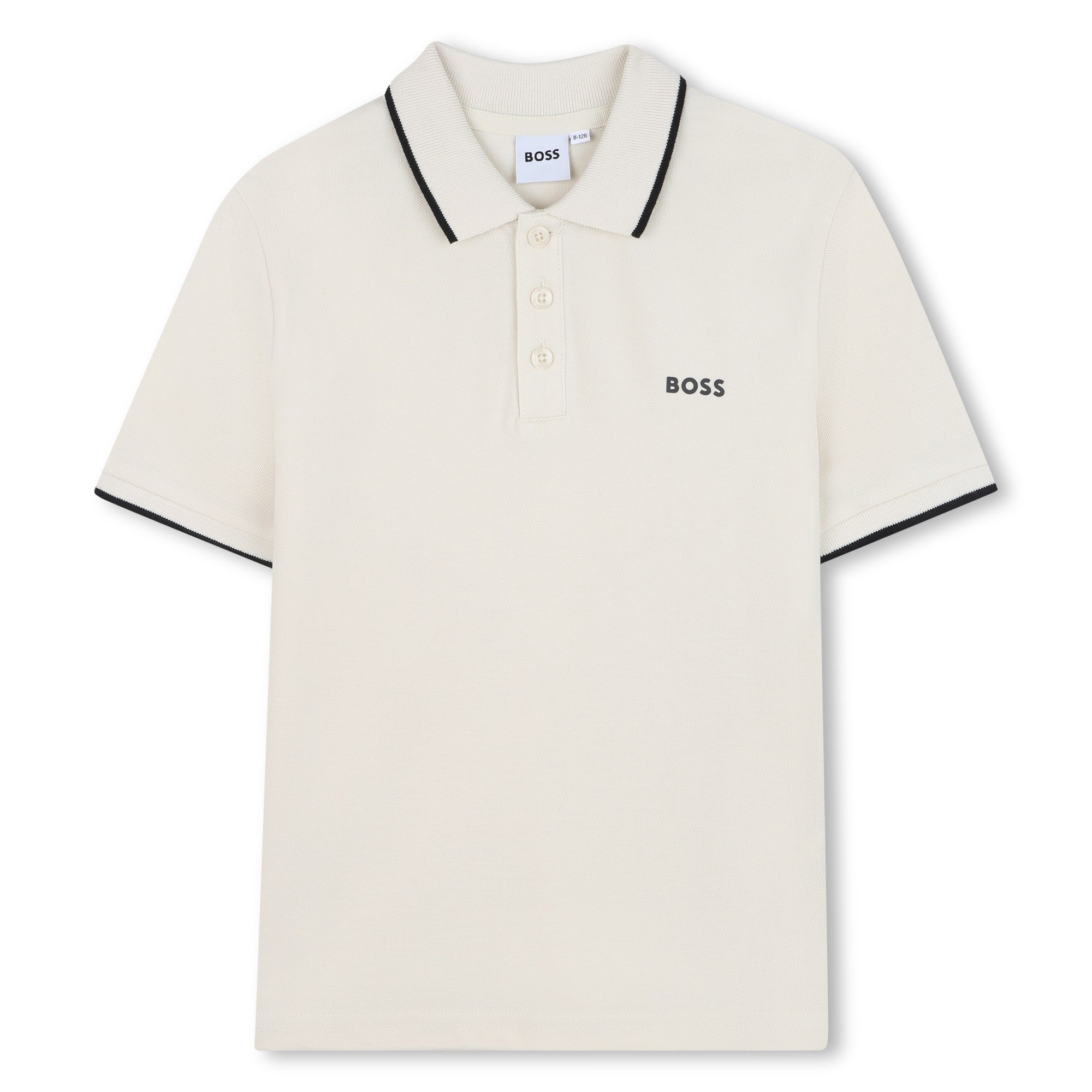 Boys White Cotton Polo Shirt