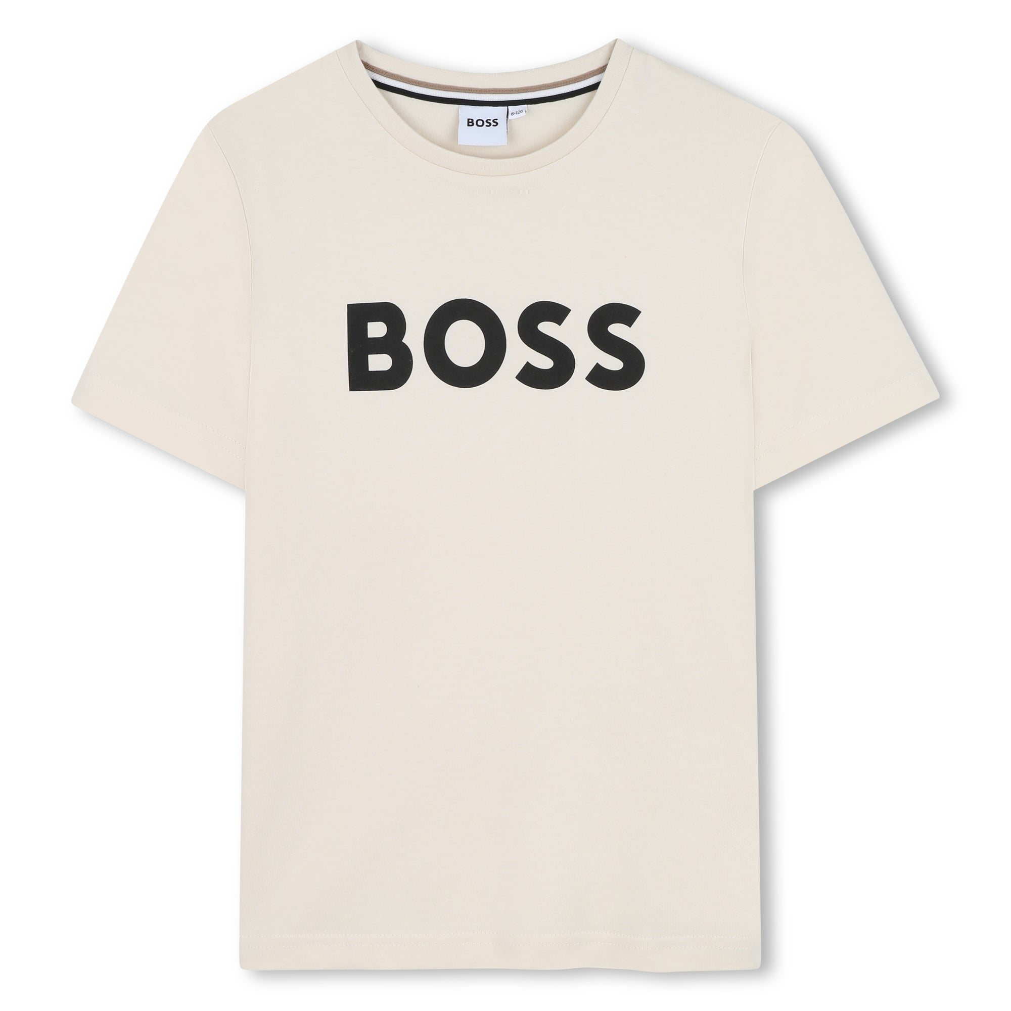 Boys Beige Logo Cotton T-Shirt