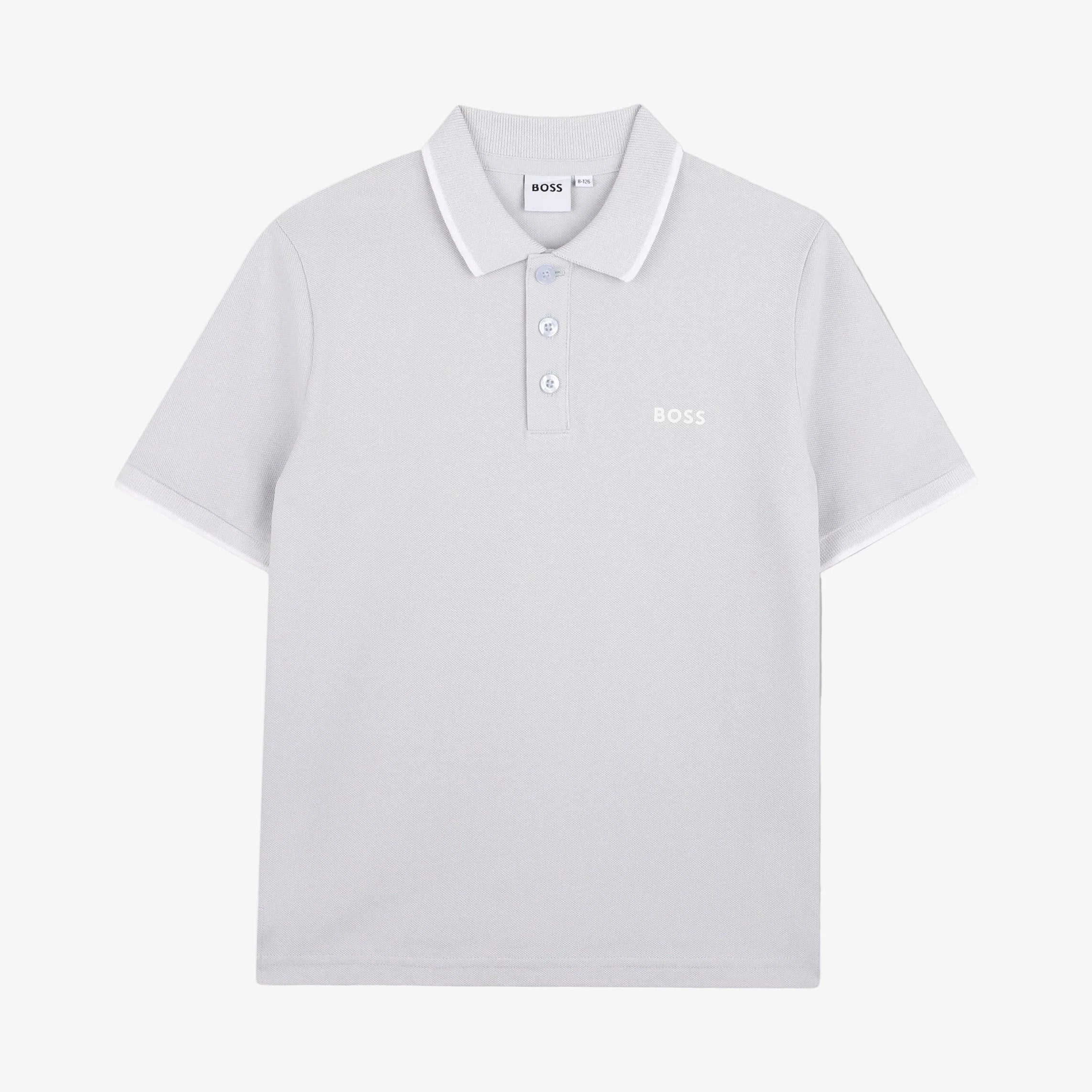 Boys Grey Blue Cotton Polo Shirt