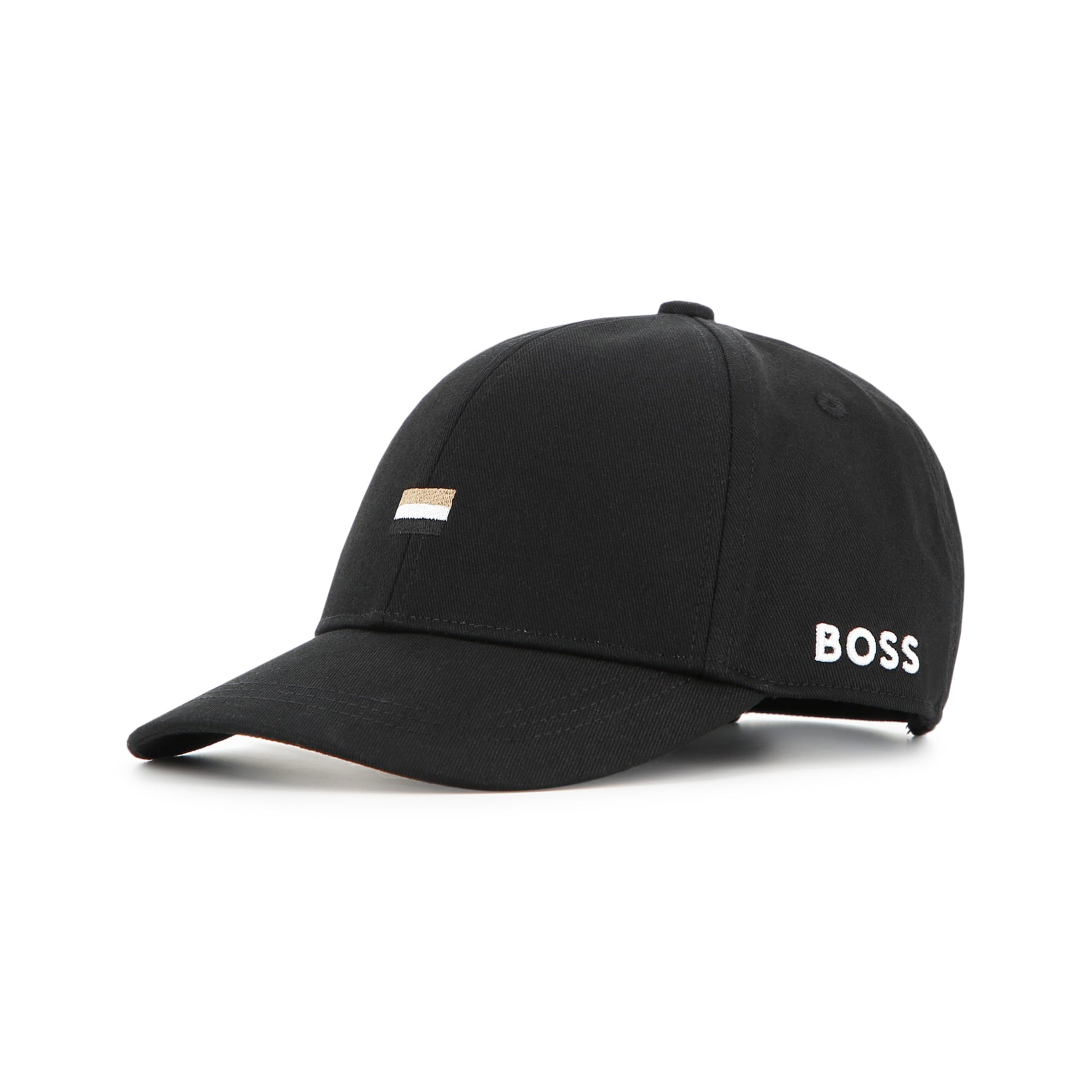 Boys Black Embroidered Logo Cotton Cap