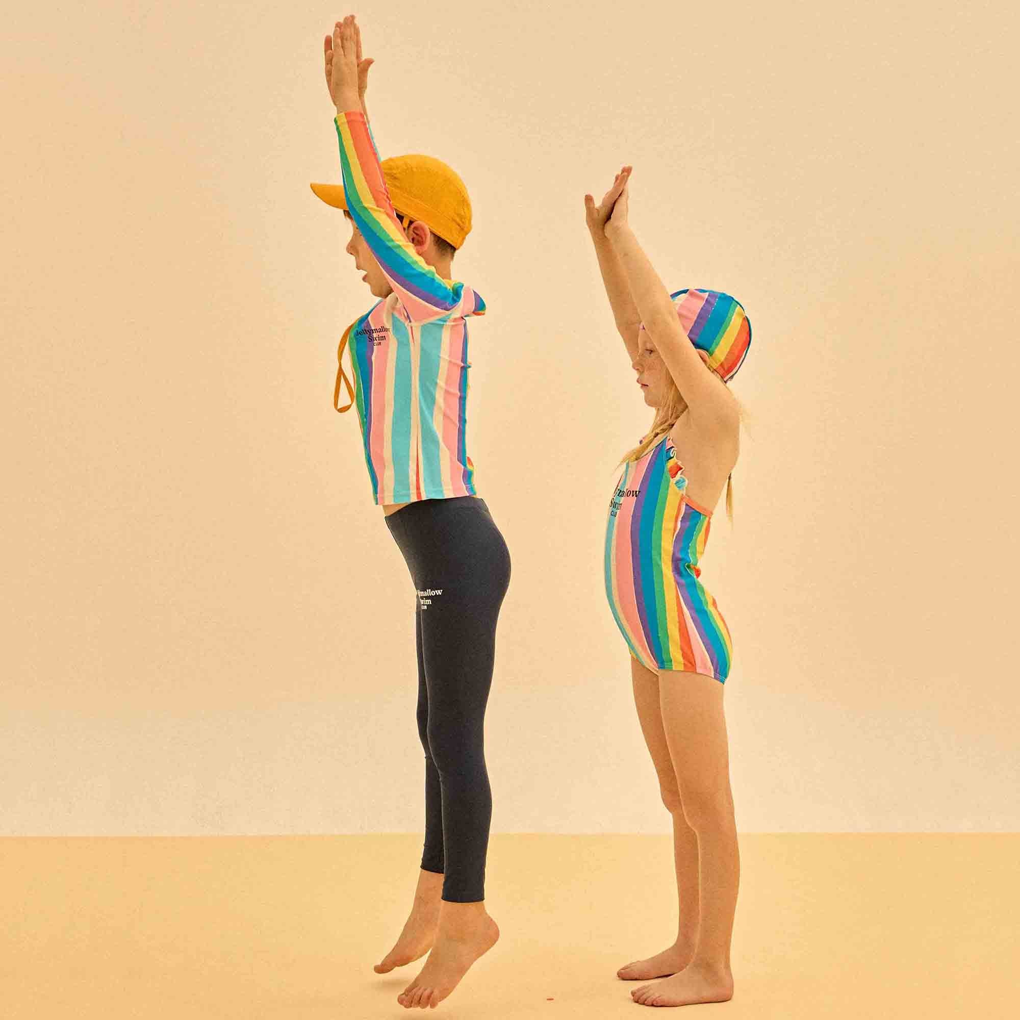 Ensemble maillot de bain à rayures colorées pour filles (lot de 2)