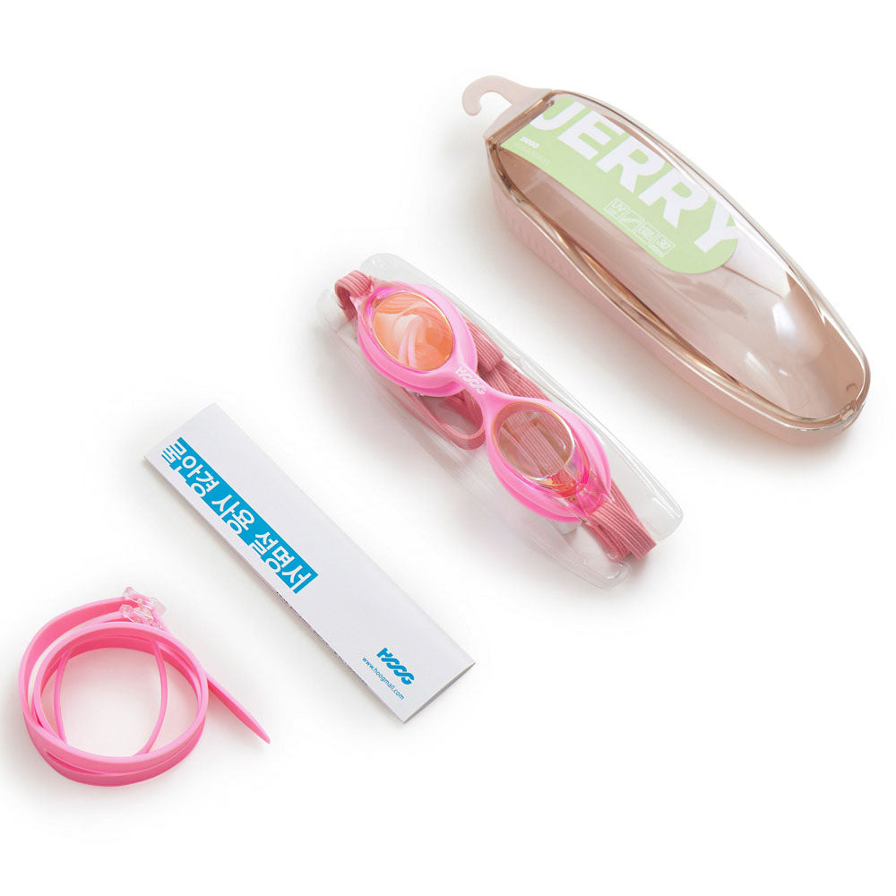 Lunettes de natation en caoutchouc rose pour garçons et filles (JERRY-RDPK)