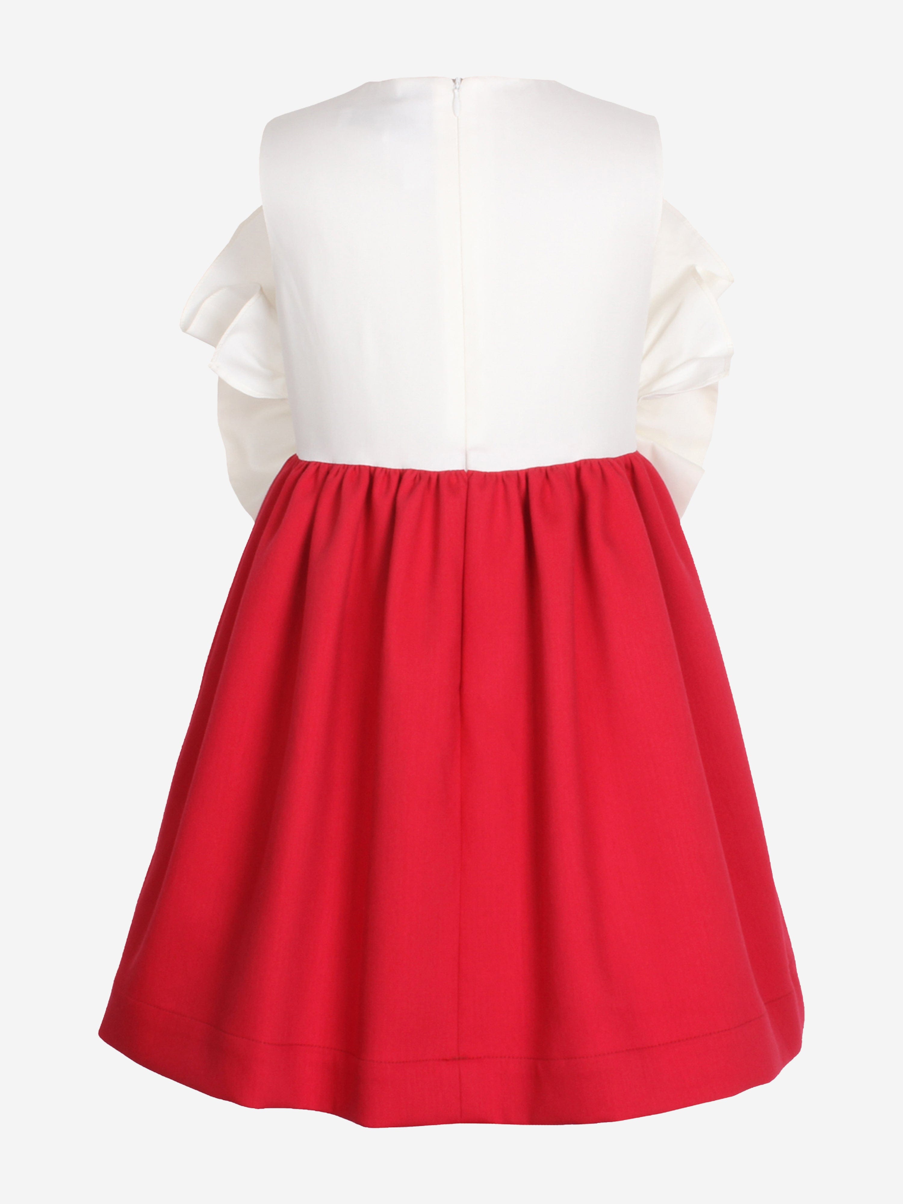 Jessie And James Girls Out Of The Blue Fan Bow Ruffle Dress in Red
