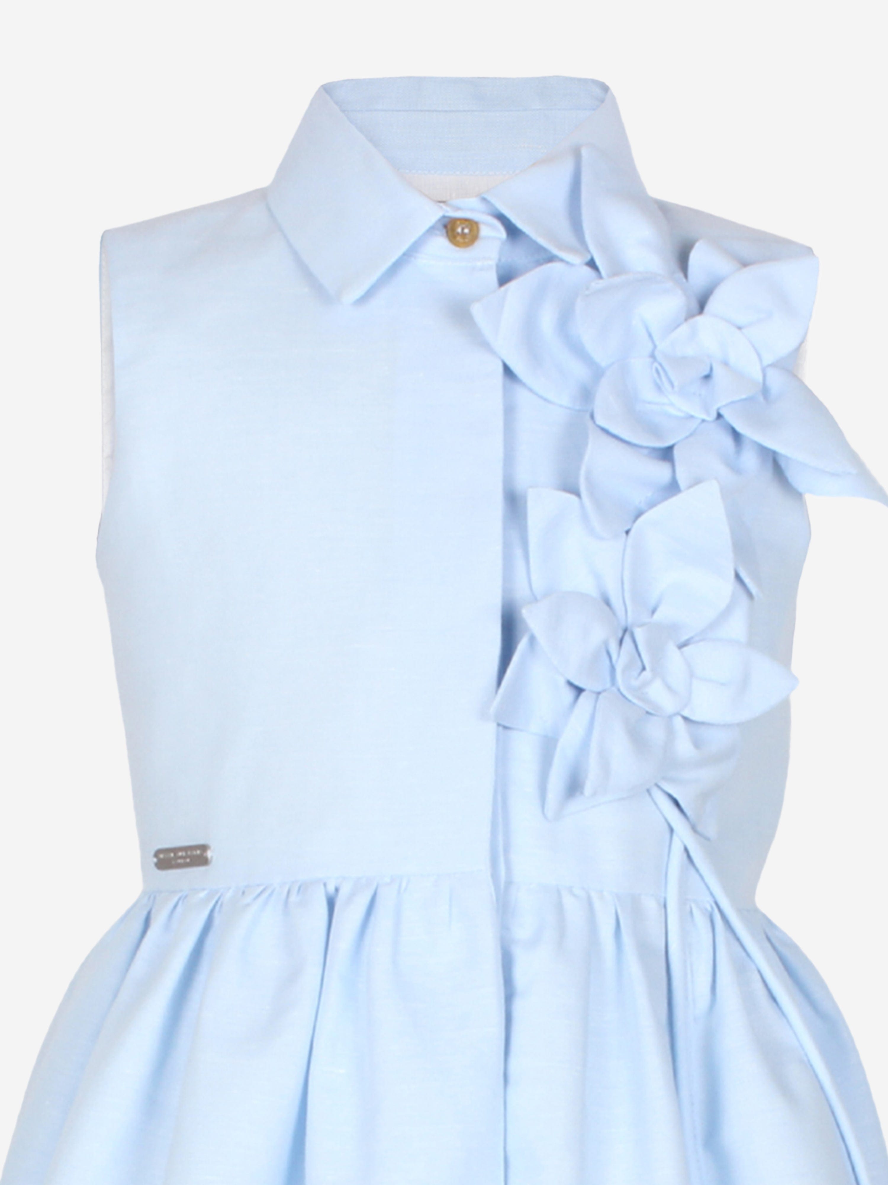 Jessie And James Girls Evergreen Flower Dress in Blue