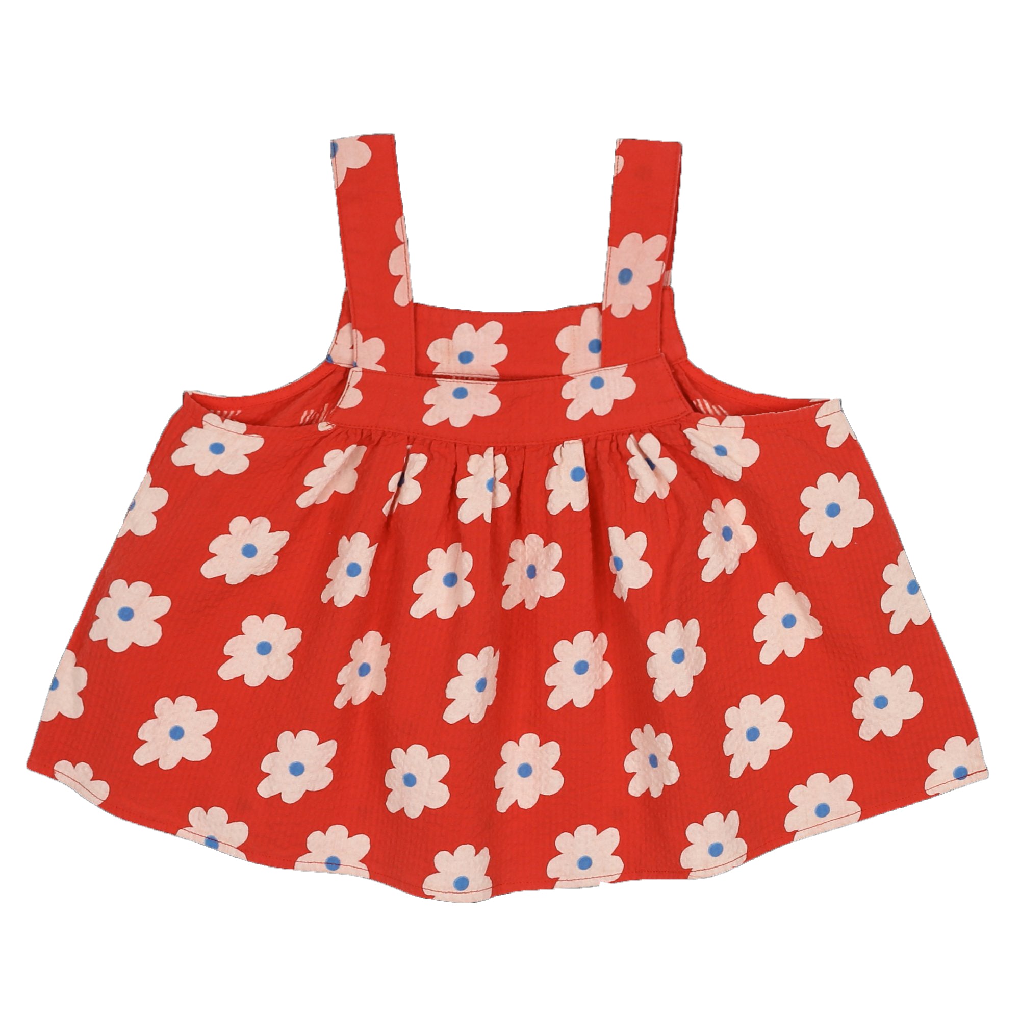 Girls Red Floral Cotton Blouse