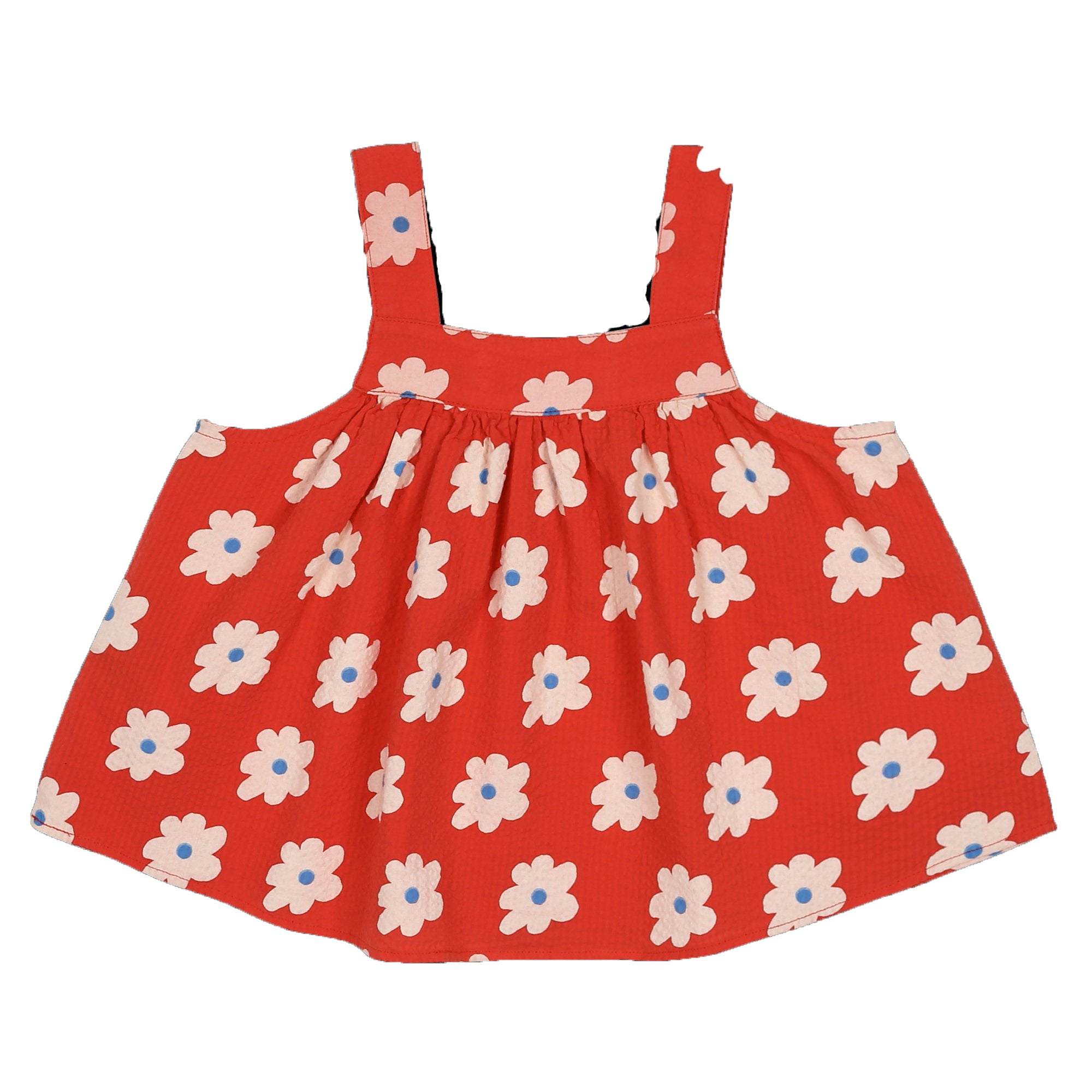 Girls Red Floral Cotton Blouse