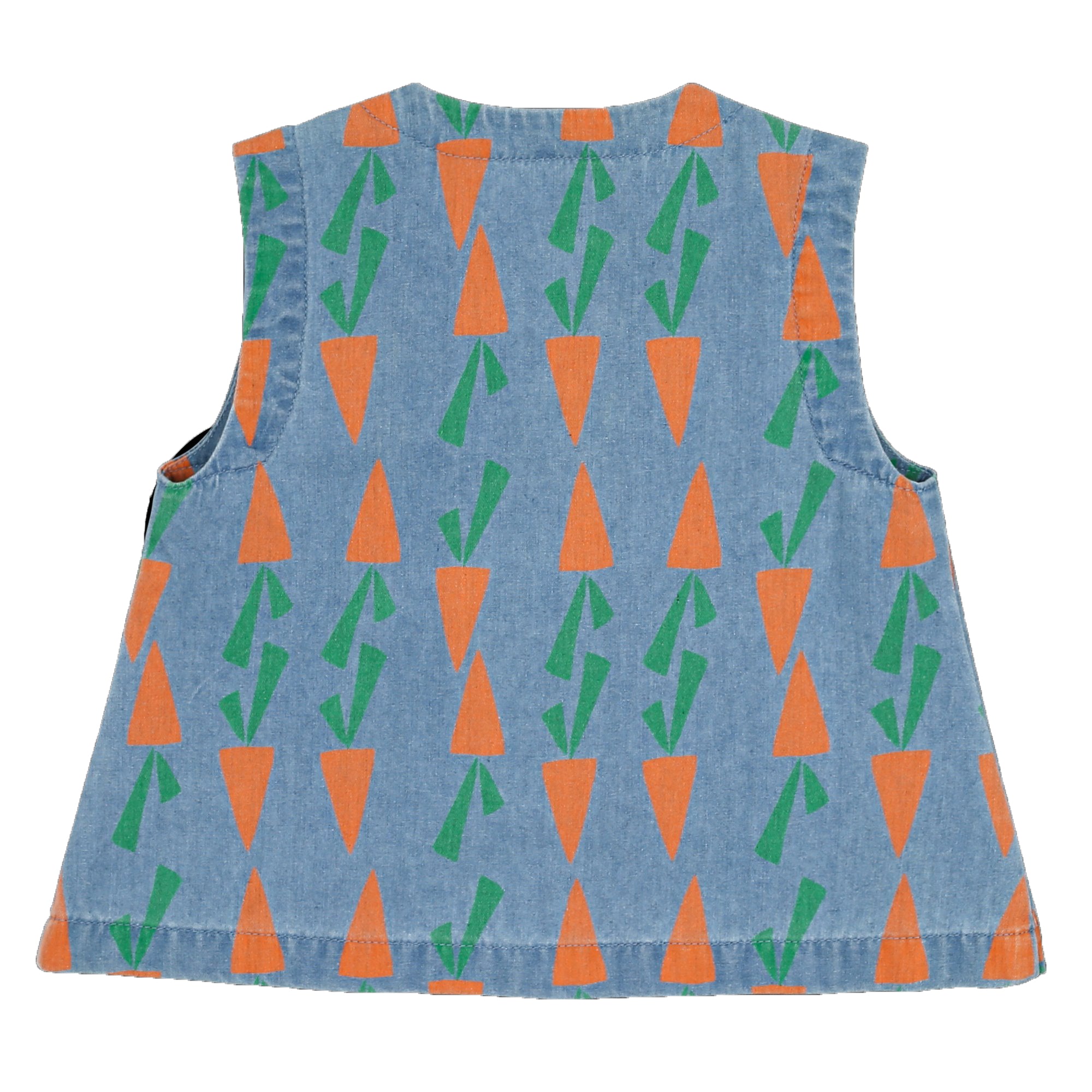 Girls Blue Carrot Printed Denim Vest