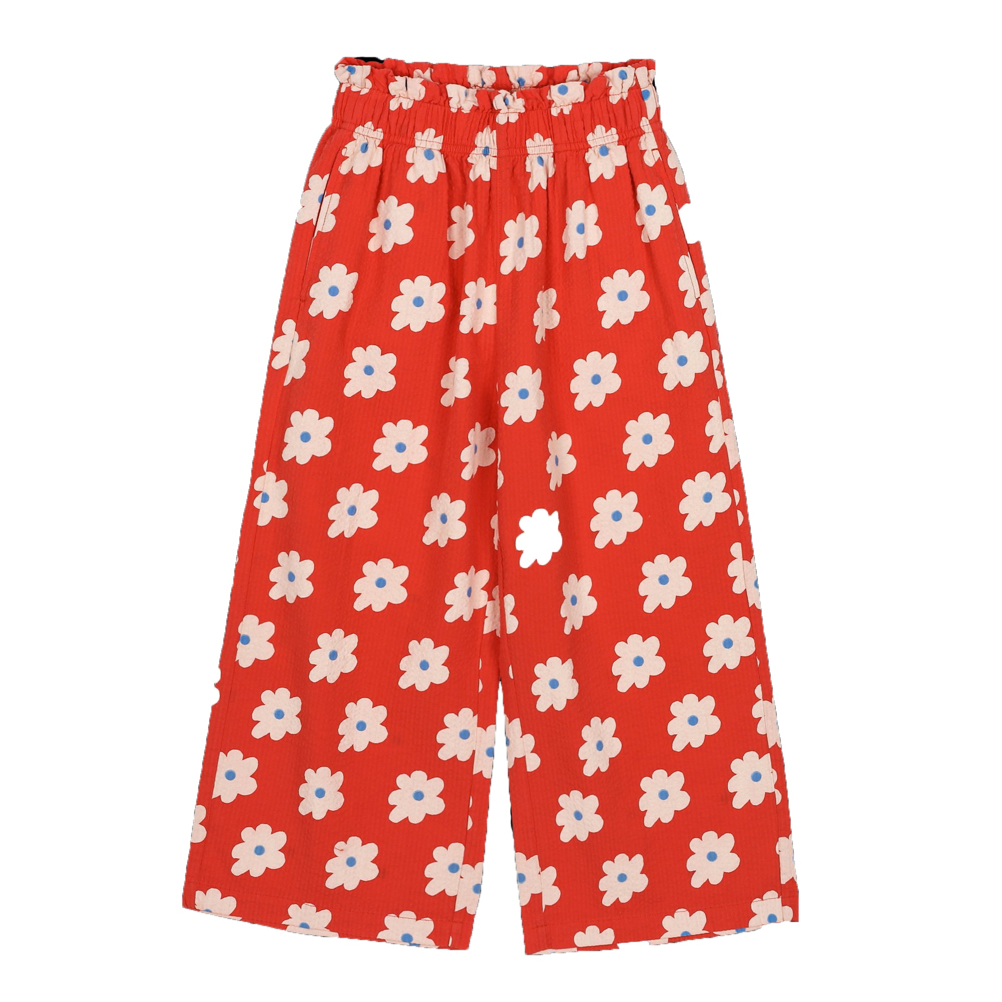 Girls Red Flower Cotton Trousers