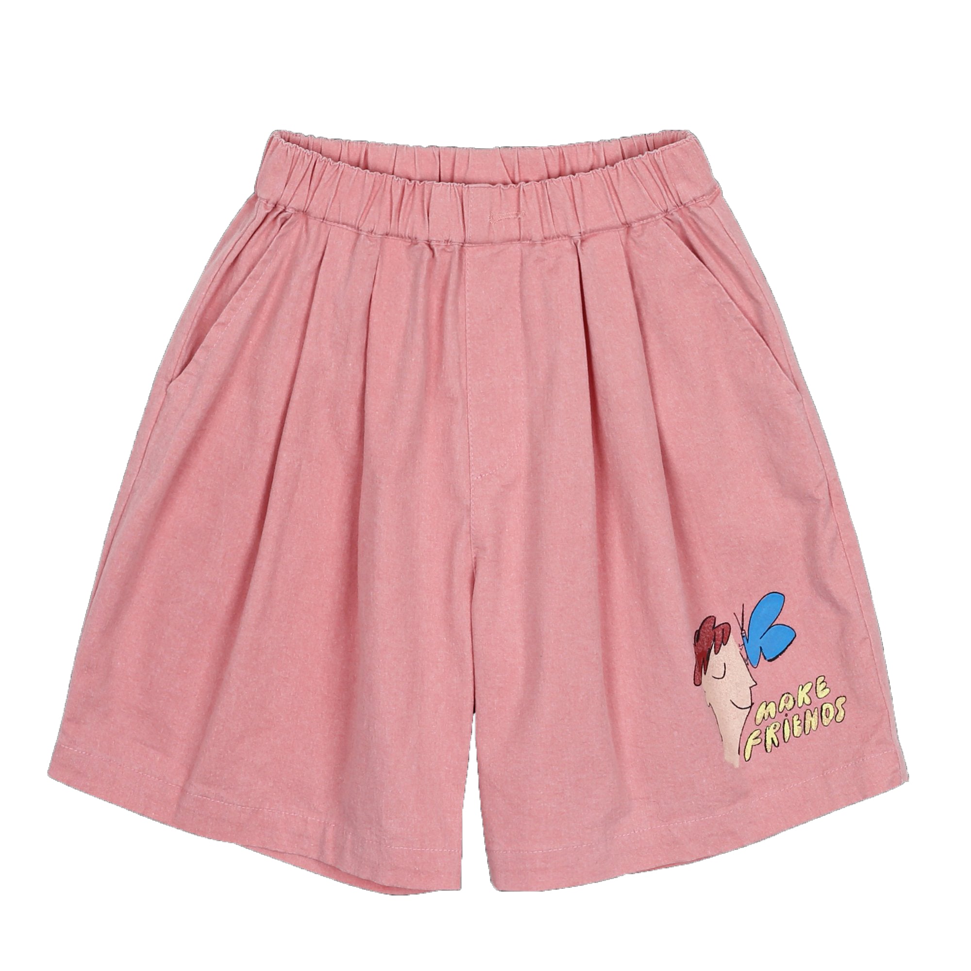 Girls Pink Printed Cotton Shorts