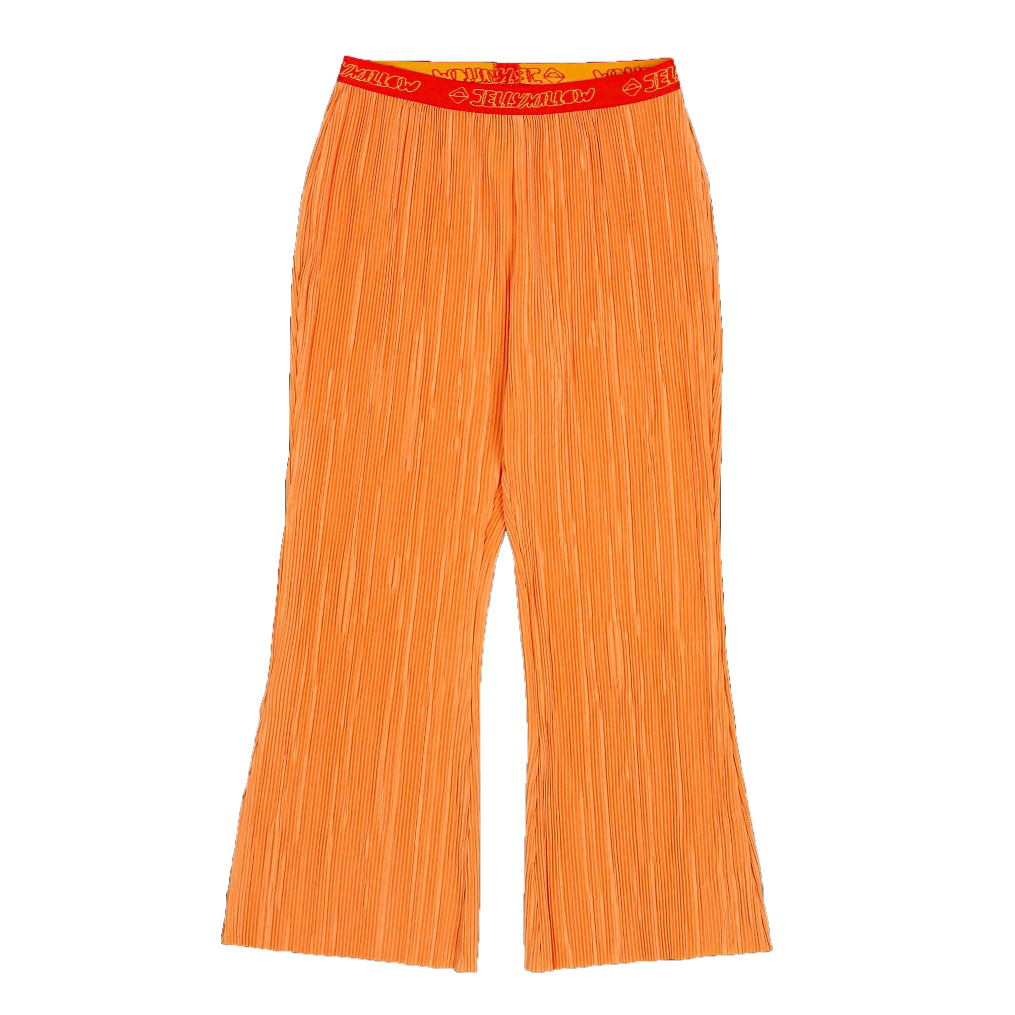 Girls Orange Pleats Flare Trousers