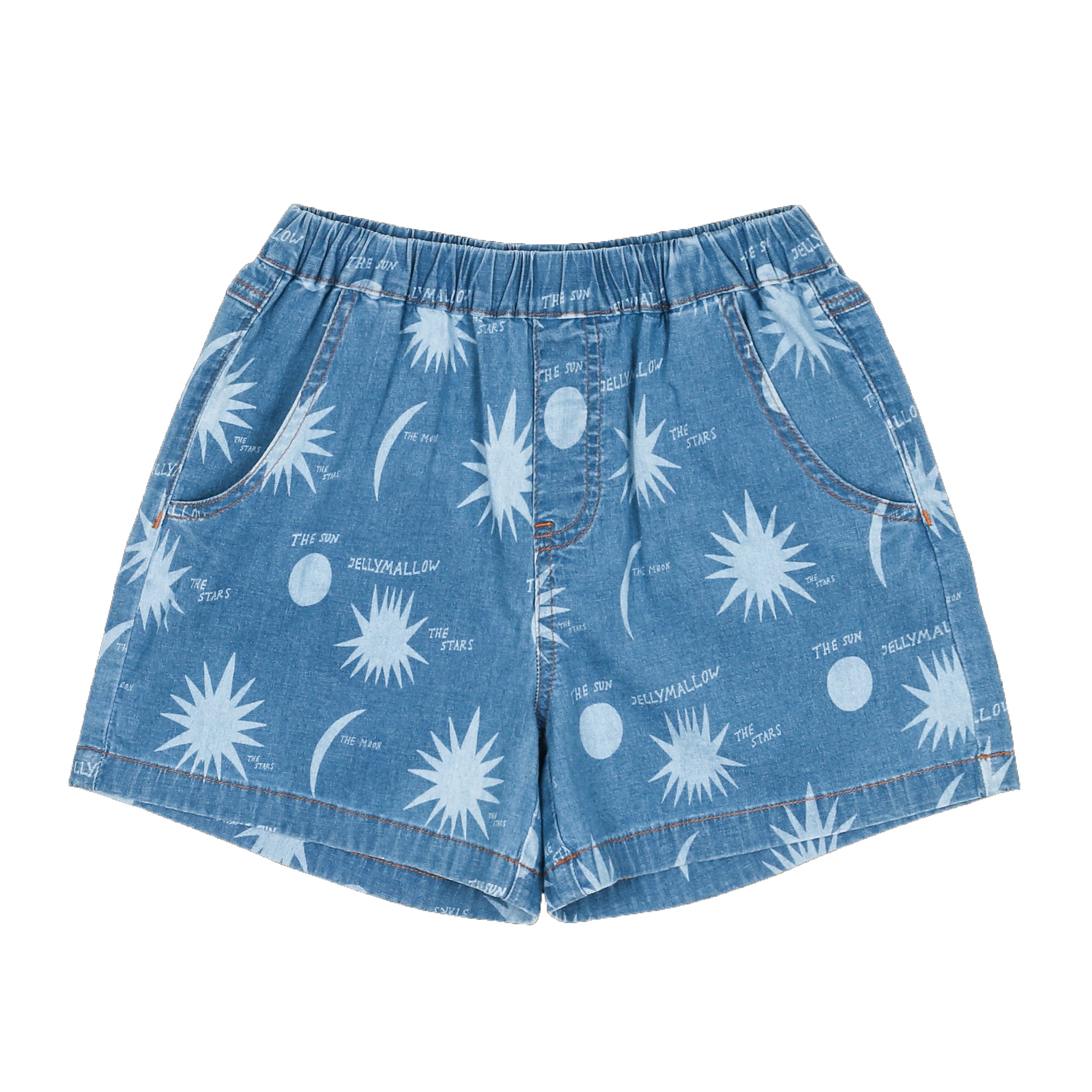 Boys & Girls Blue Printed Denim Shorts