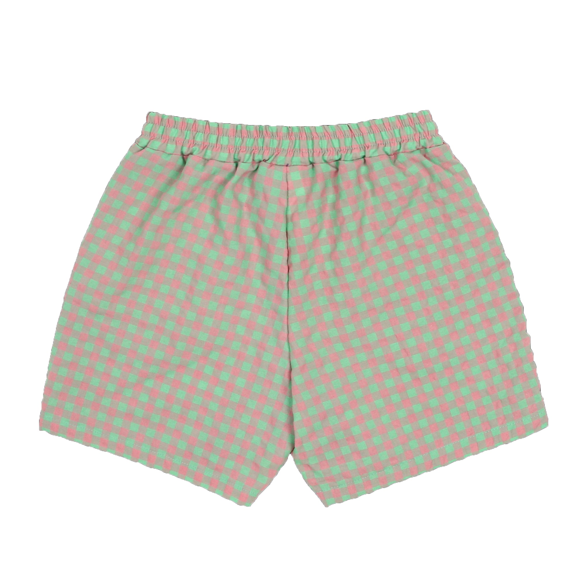 Girls Green Check Cotton Shorts