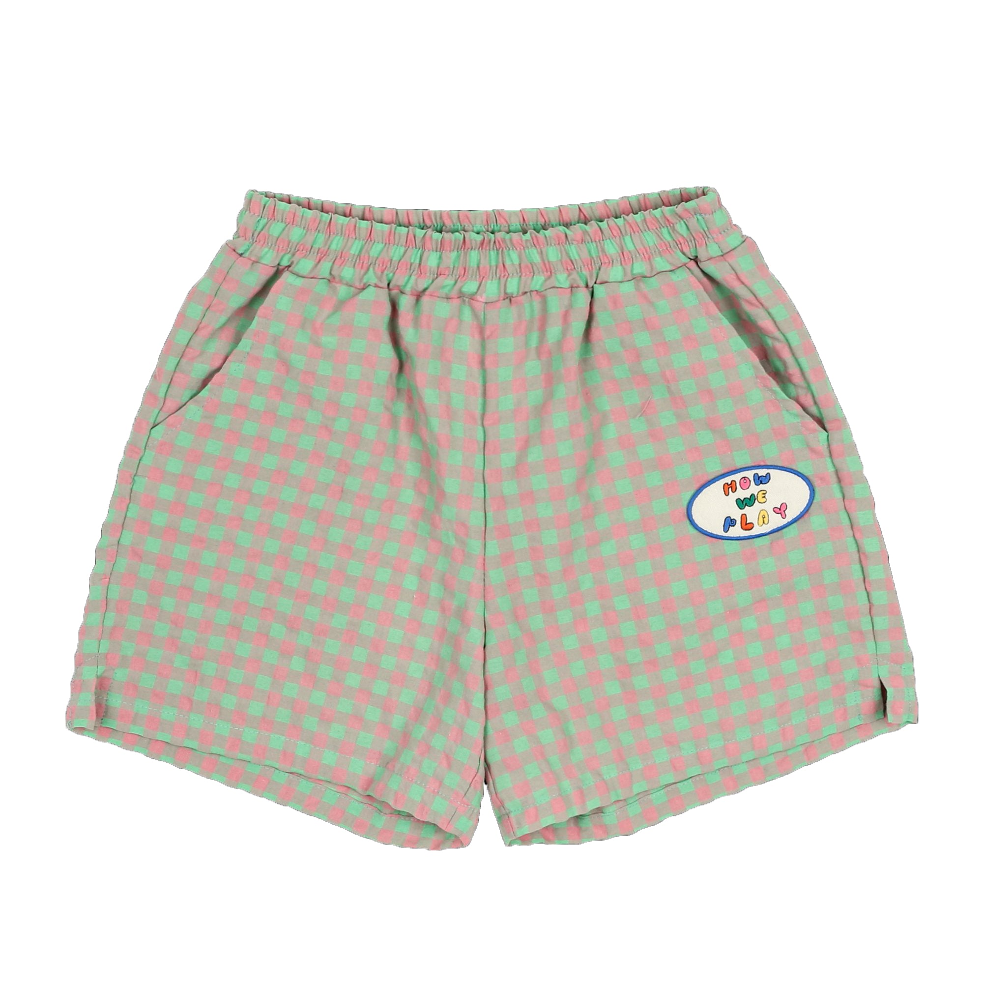 Girls Green Check Cotton Shorts