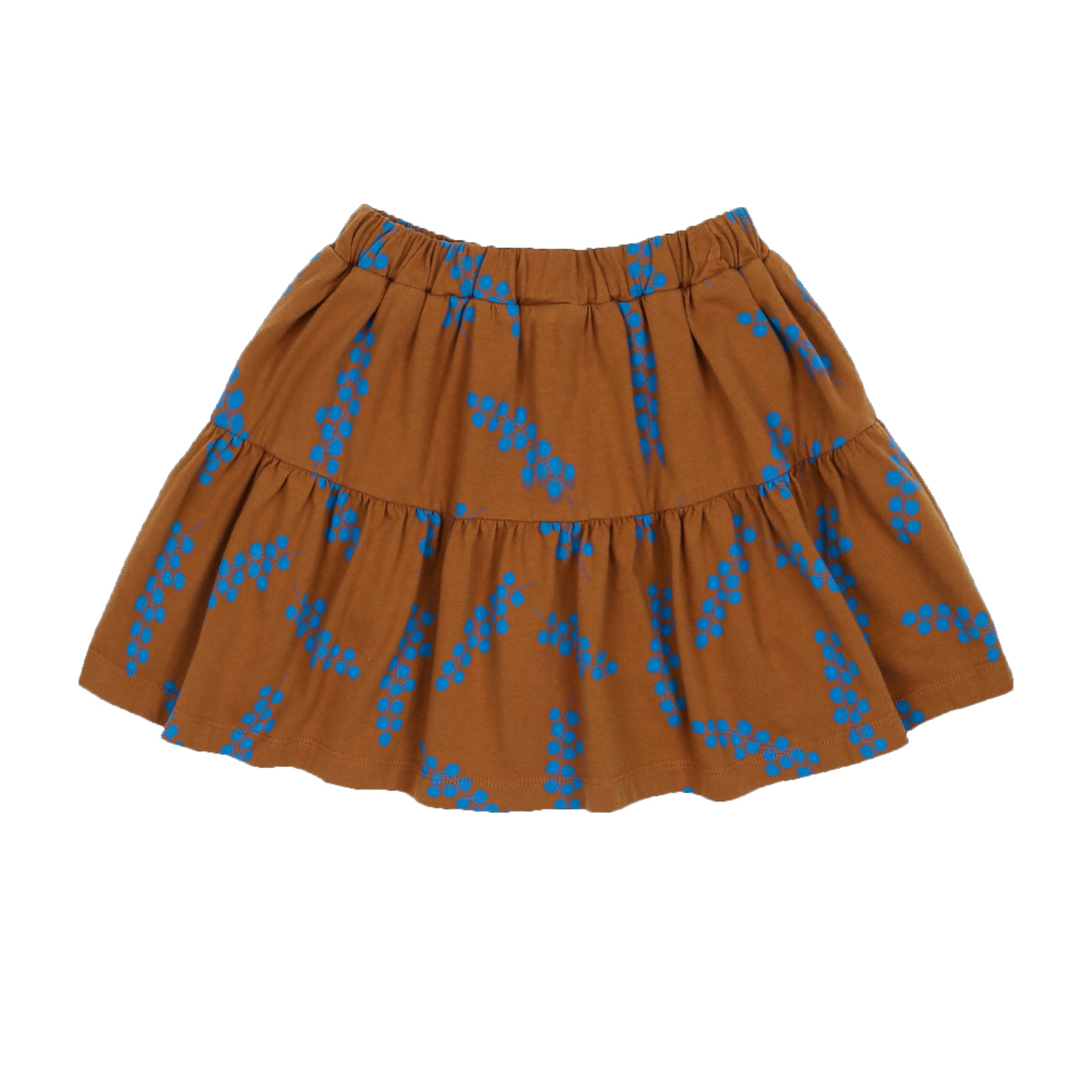 Girls Brown Printed Cotton Skirt