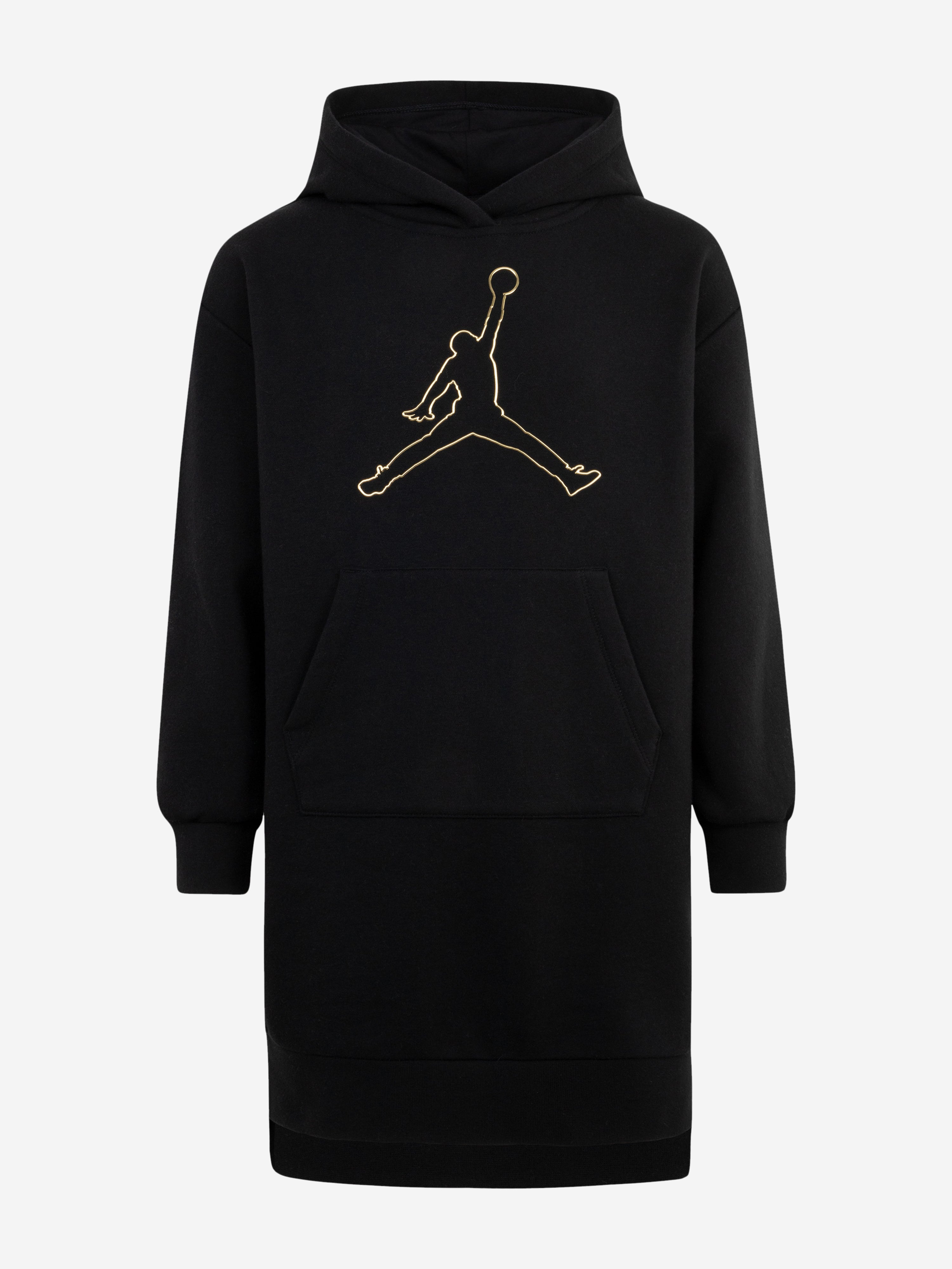 Girls Hooded Sweater Dress in Black