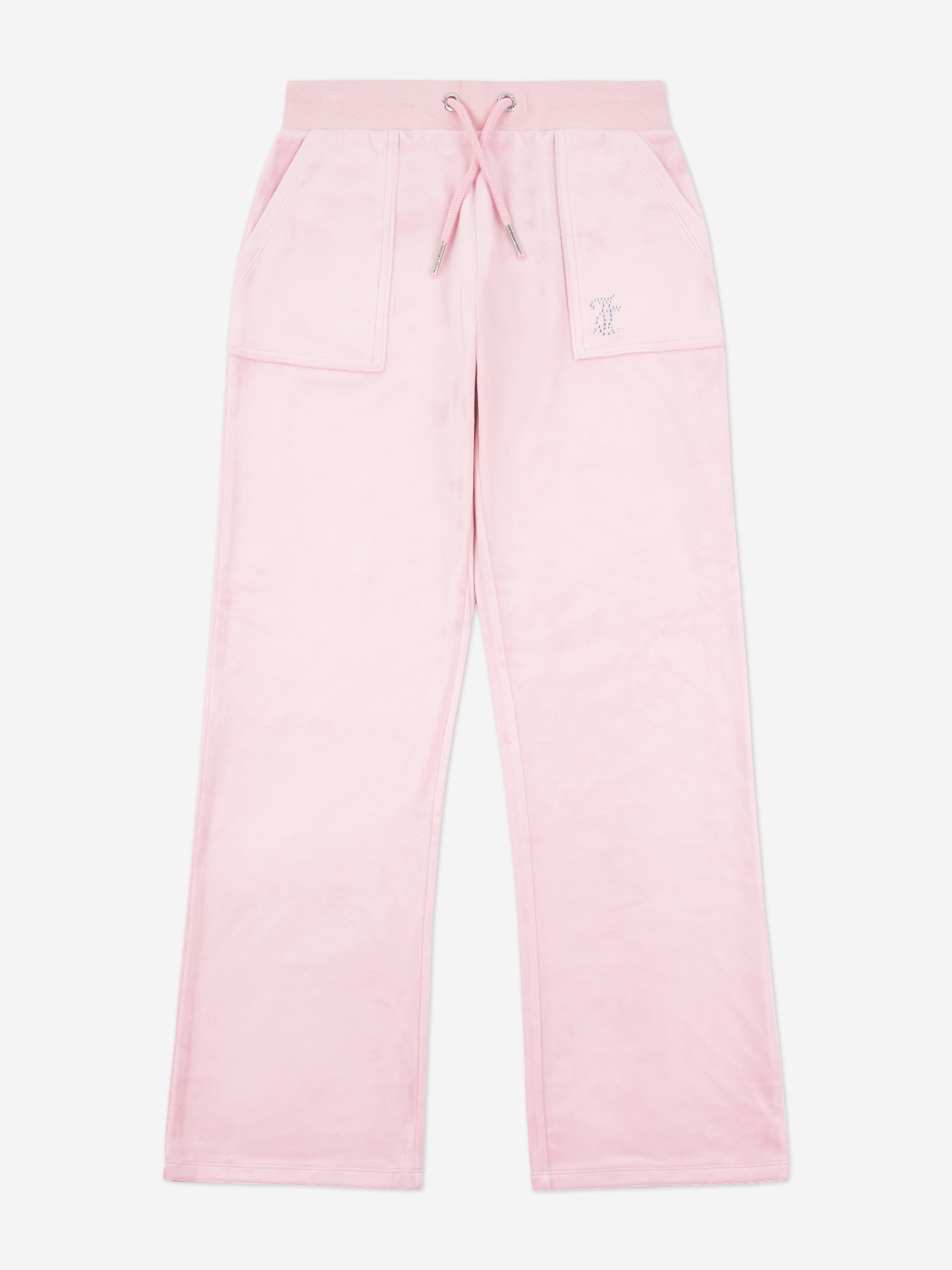 Juicy Couture Girls Diamante Logo Wide Leg Joggers in Pink
