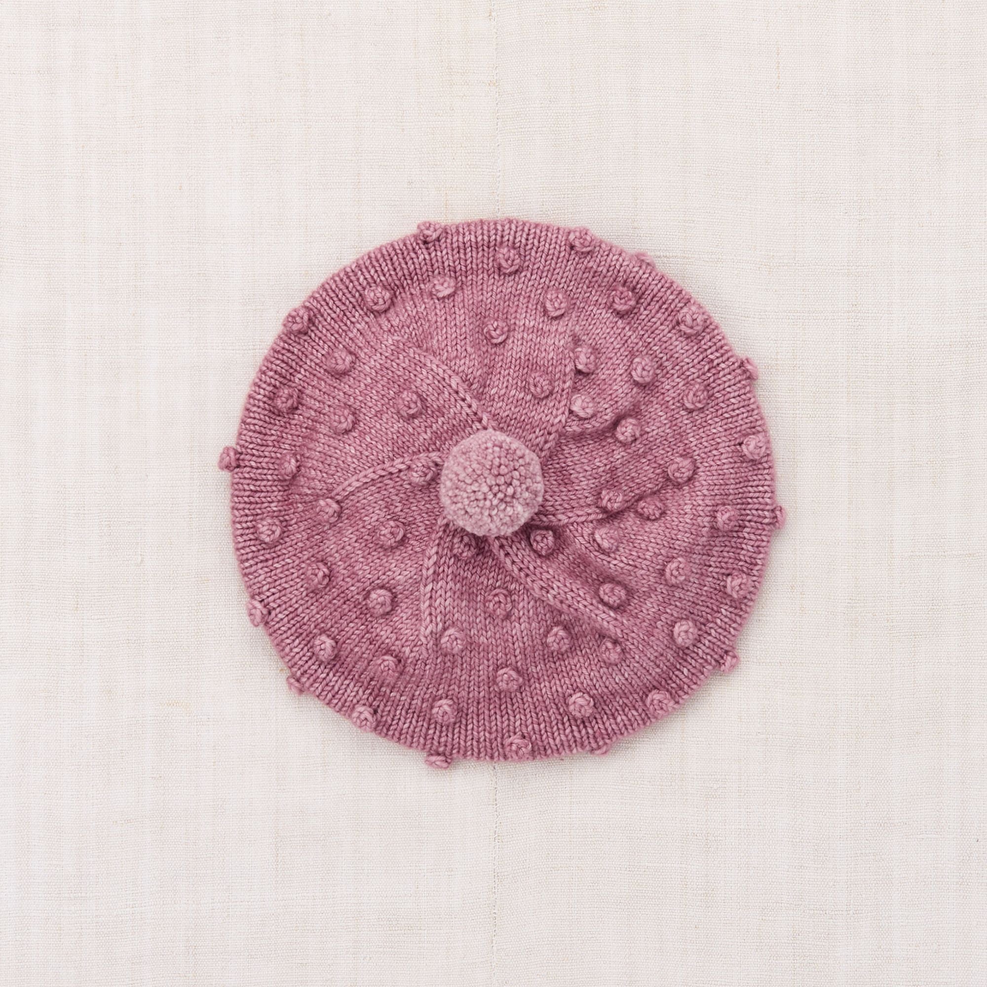 Girls Pink Popcorn Wool Beret