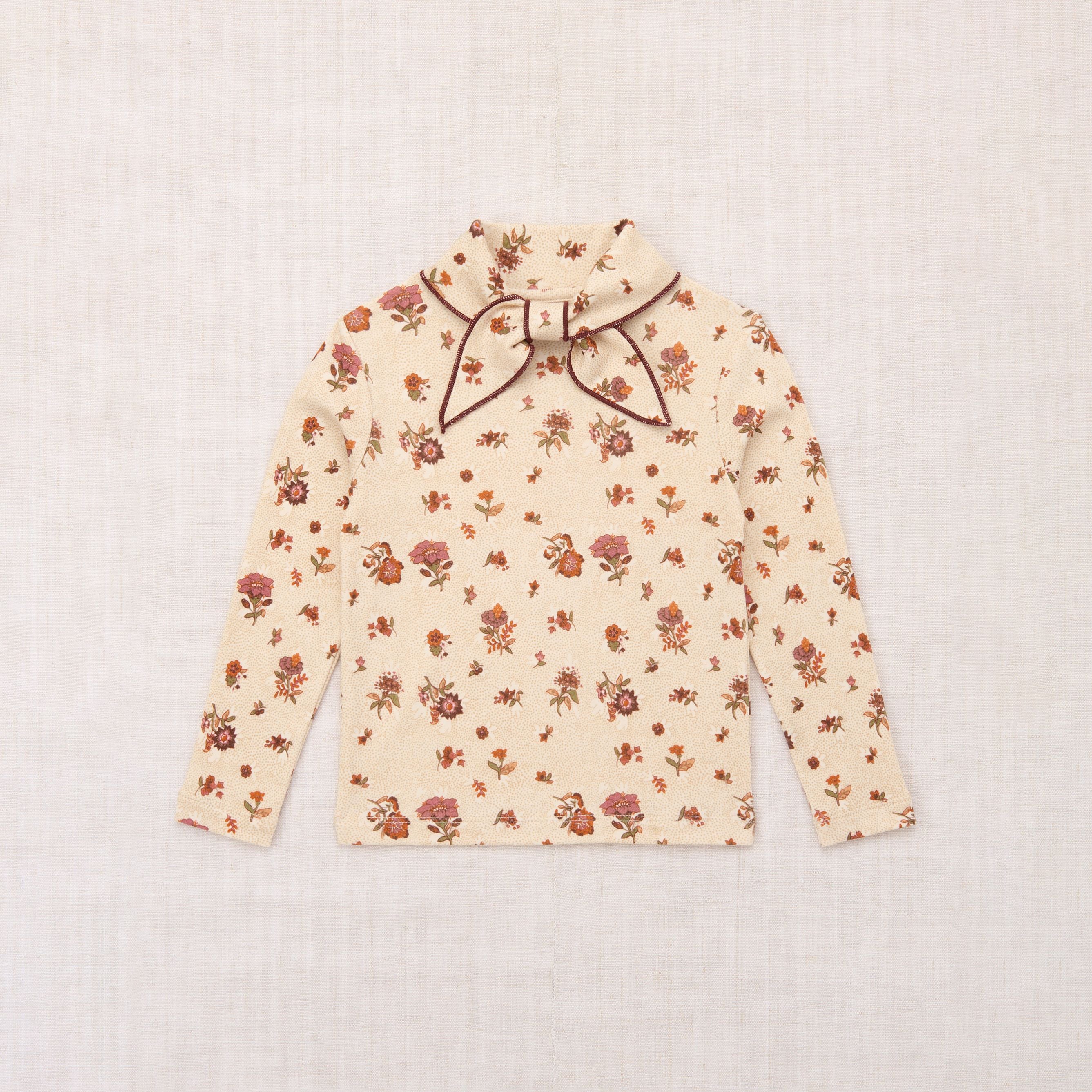 T-shirt en coton imprimé fleurs beige pour fille