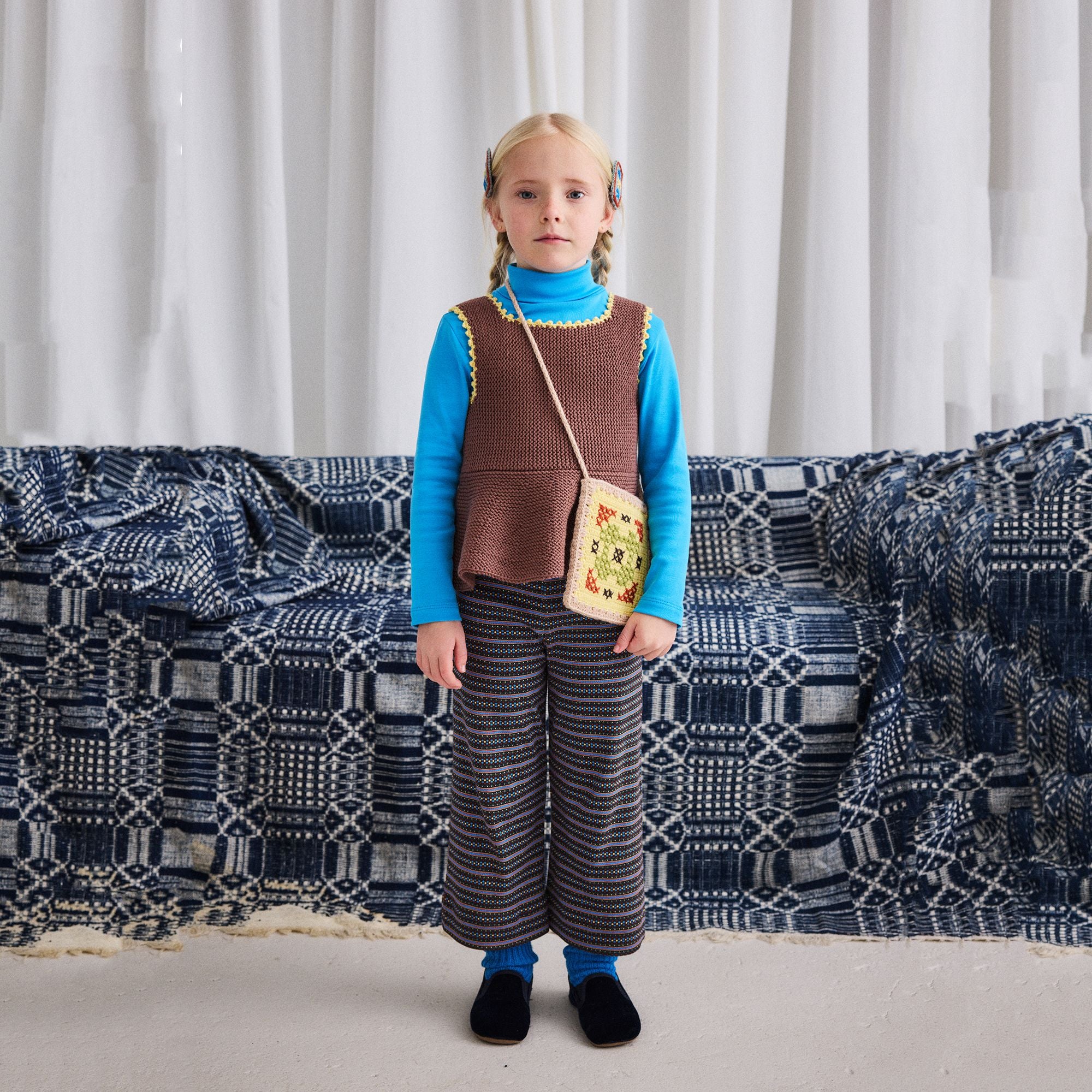 Boys & Girls Brown Stripes Cotton Trousers