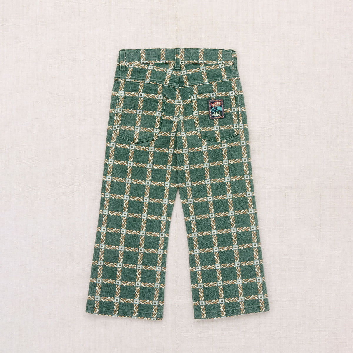 Boys & Girls Green Check Cotton Trousers