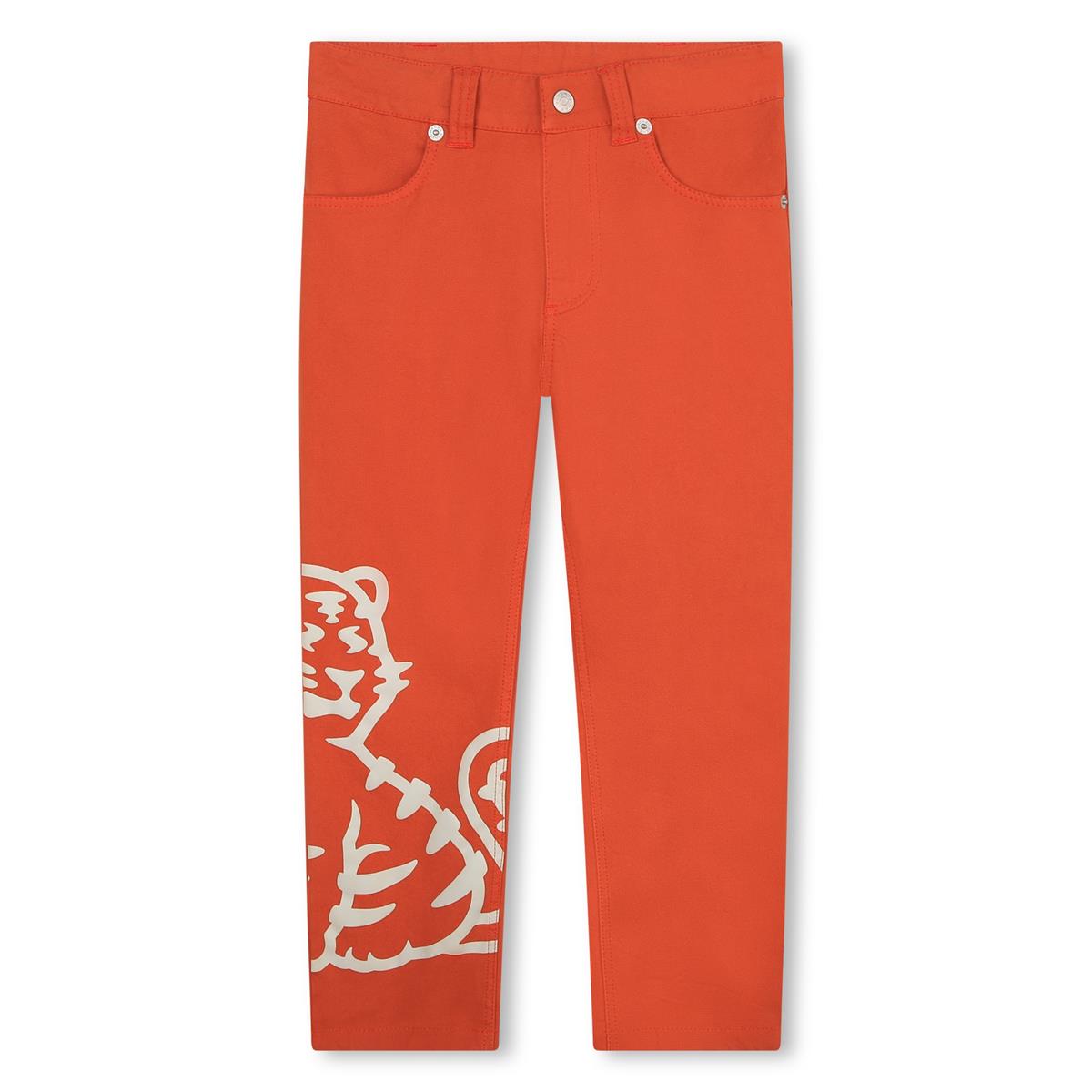 Boys & Girls Orange Printed Trousers