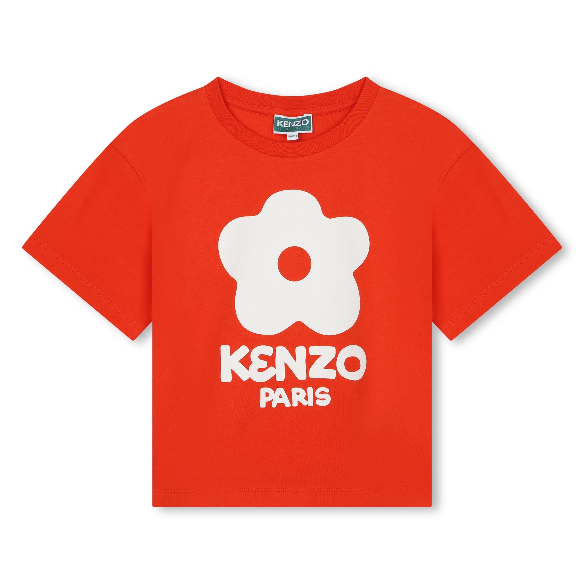Girls Orange Printed Cotton T-Shirt