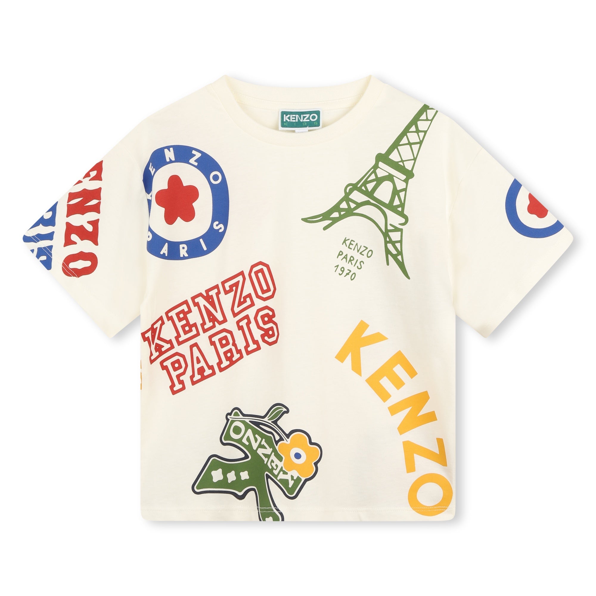 Boys Ivory Printed Cotton T-Shirt
