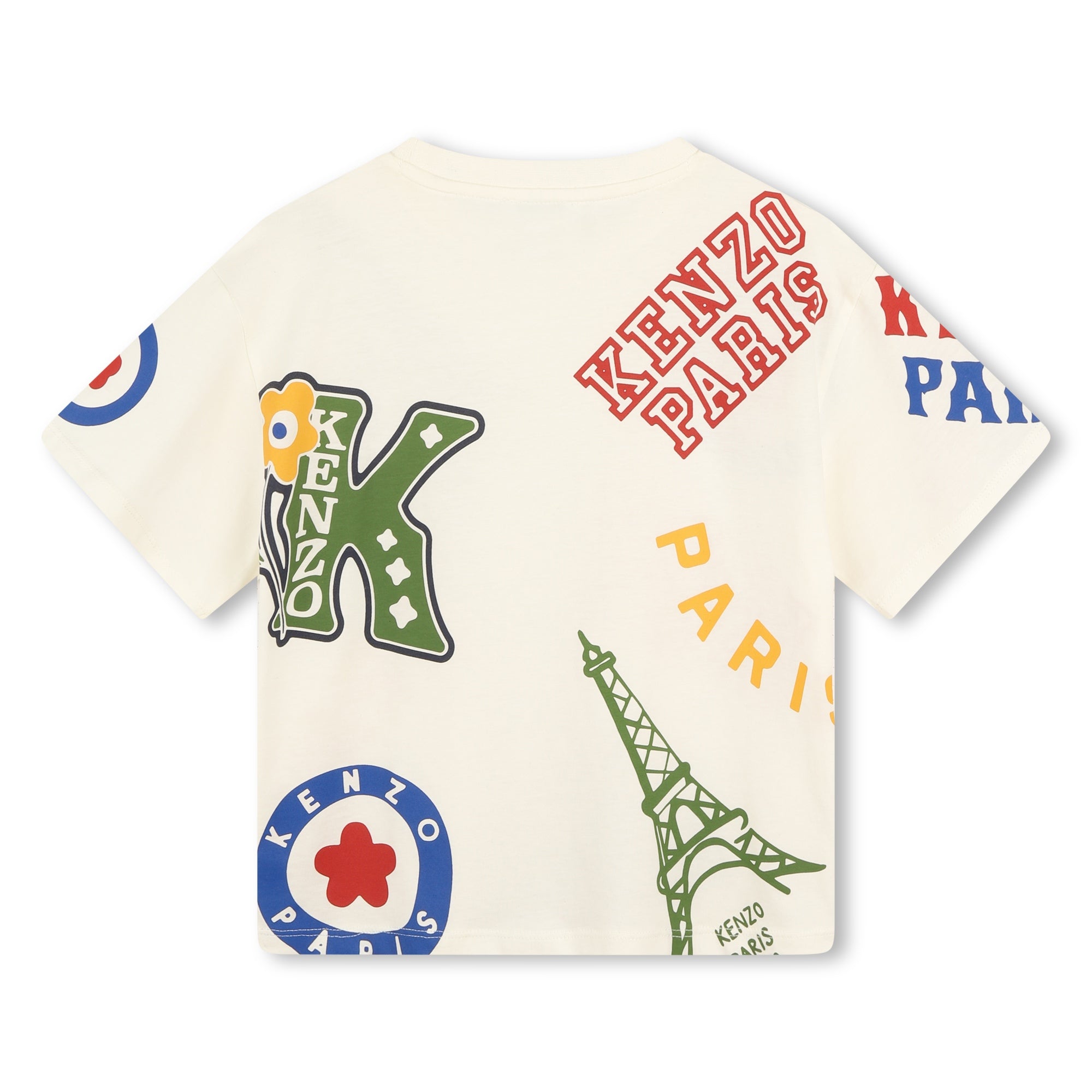 Boys Ivory Printed Cotton T-Shirt