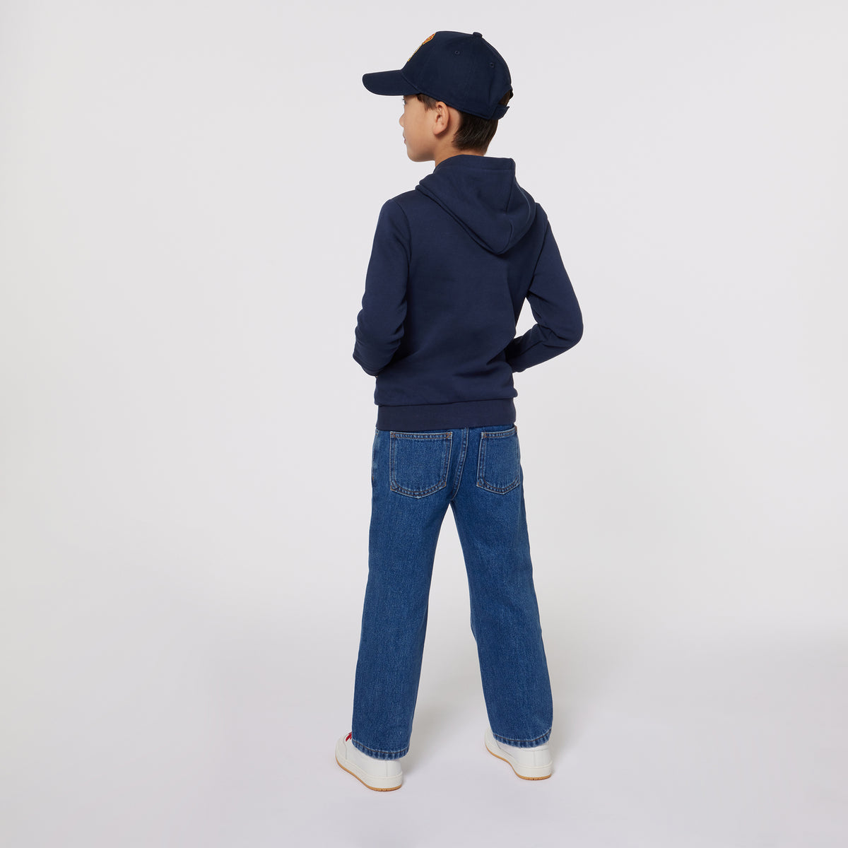 Sweat-shirt à capuche en coton bleu marine motif tigre pour garçons