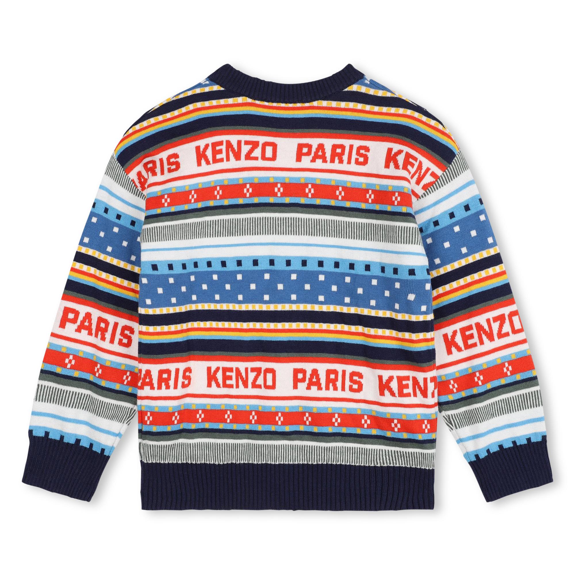 Boys Navy Jacquard Cotton Sweater