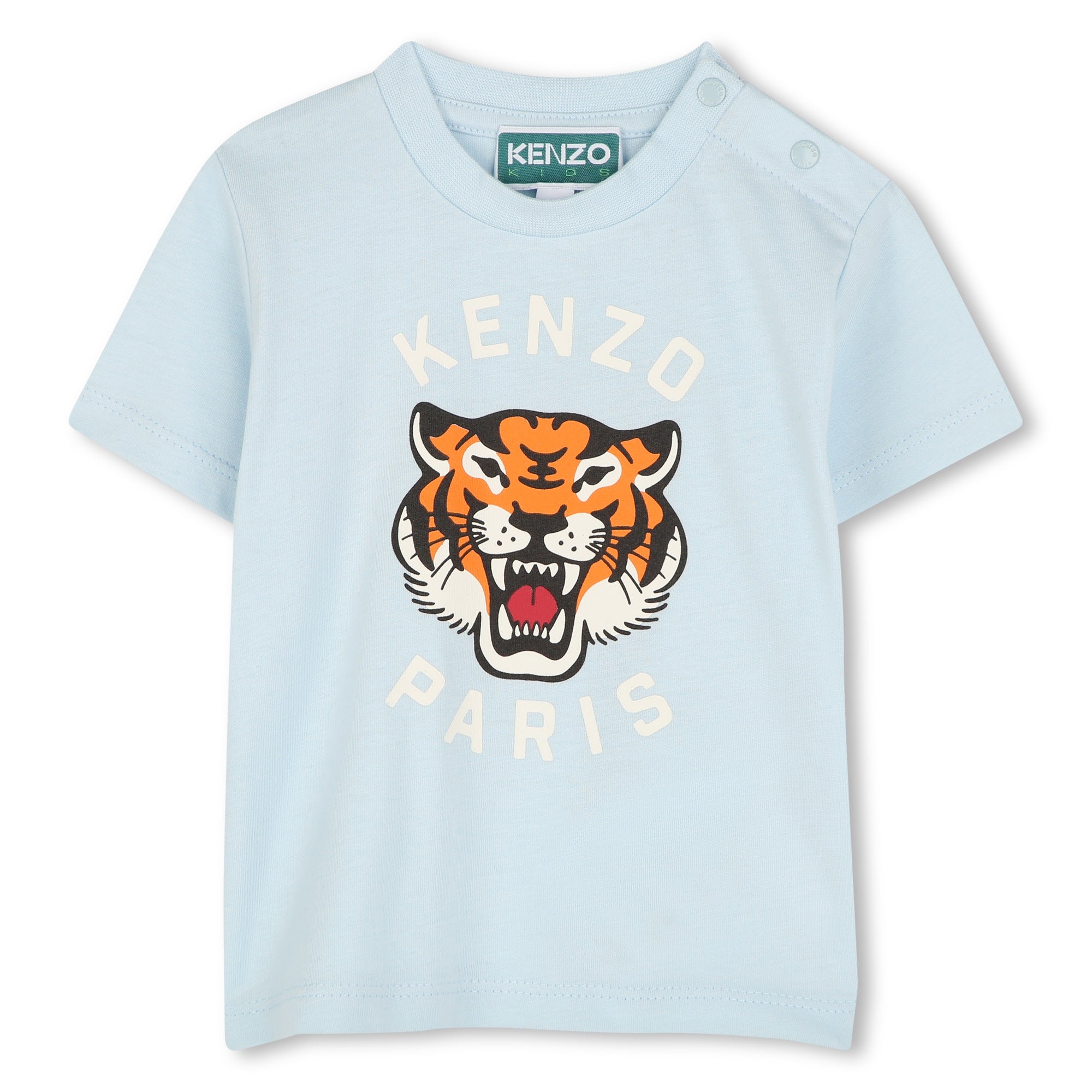 Baby Boys & Girls Blue Print Logo Cotton T-Shirt