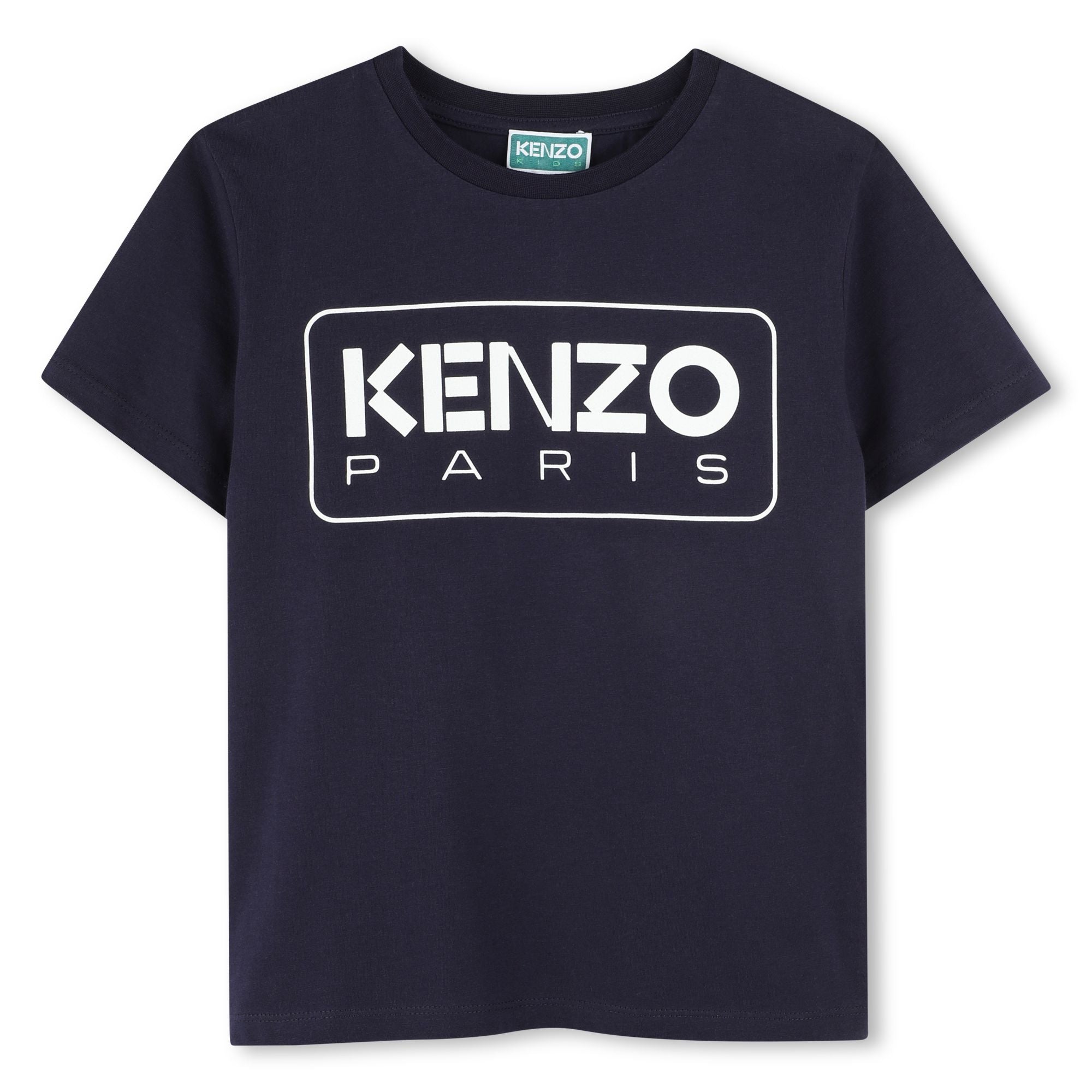 Boys Navy Logo Cotton T-Shirt