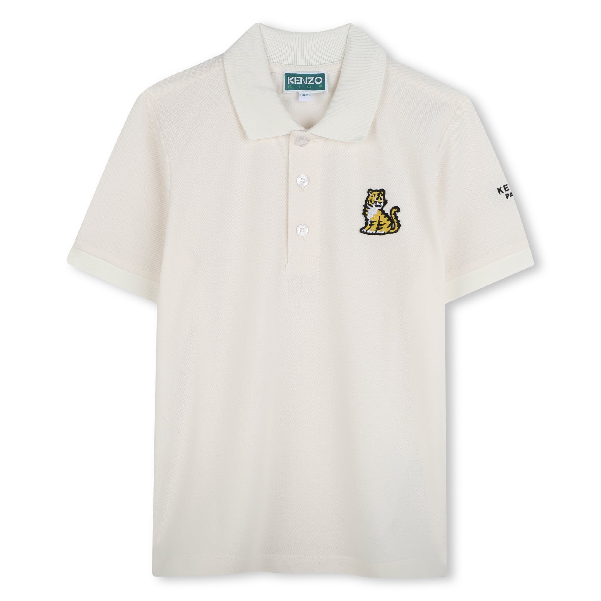 Boys & Girls White Logo Embroidery Cotton Polo Shirt