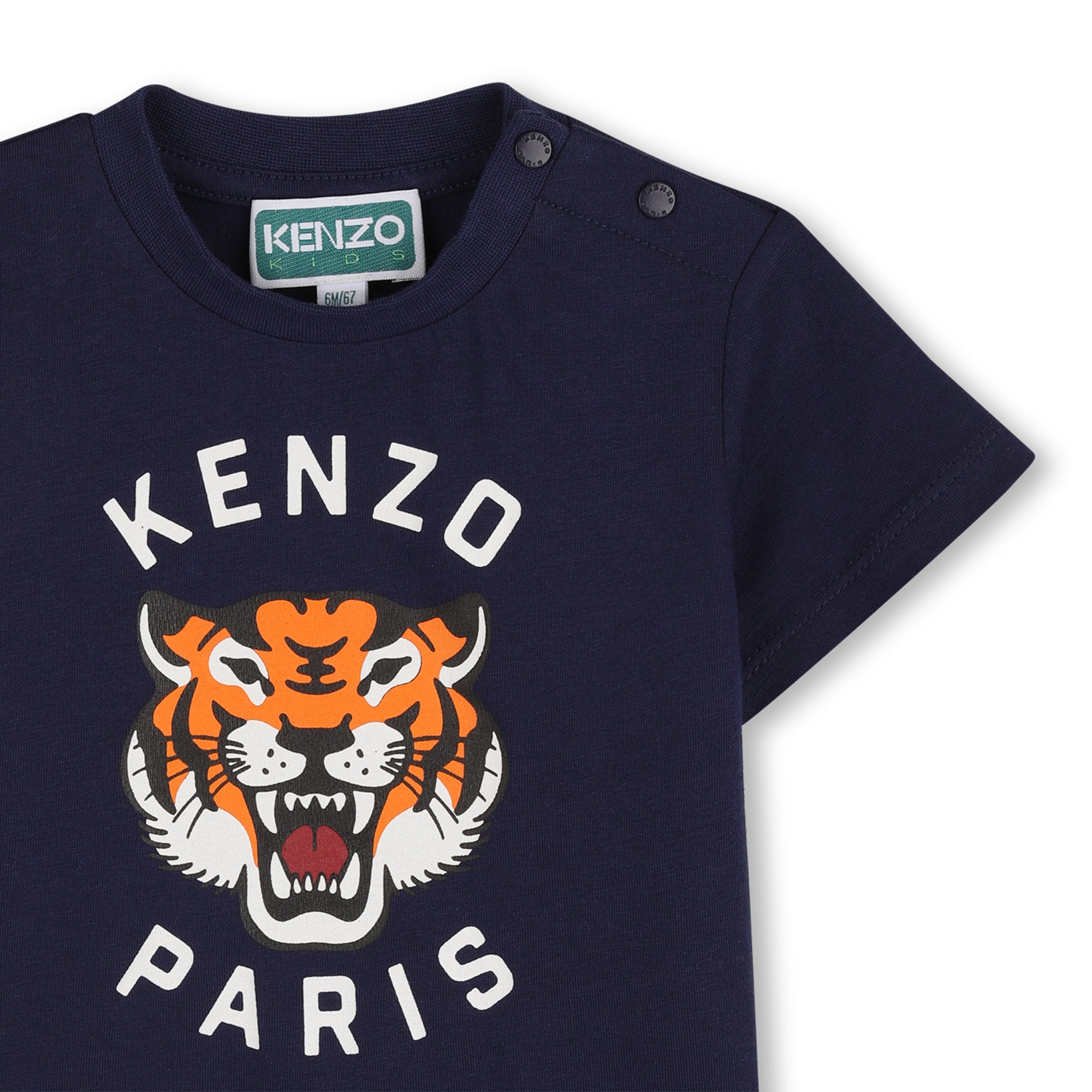 T-shirt en coton imprimé tigre bleu foncé pour bébés garçons et filles