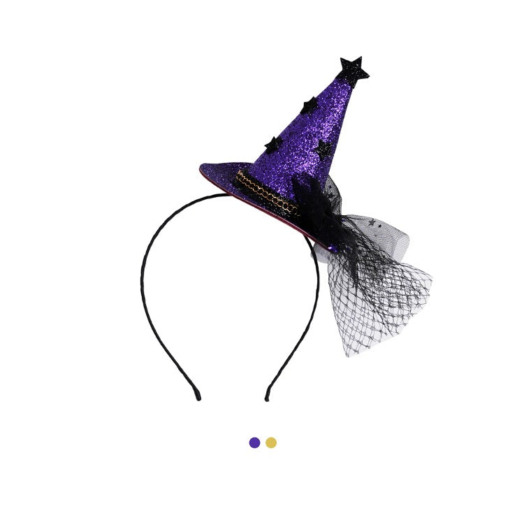 Girls Purple Witch Hat Headband
