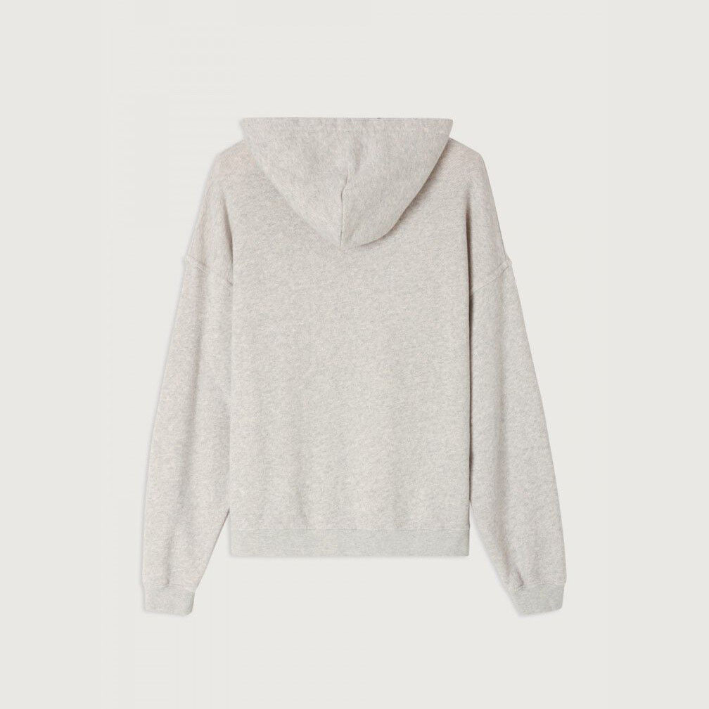 Women Light Grey Hooded Cotton Sweatshirt