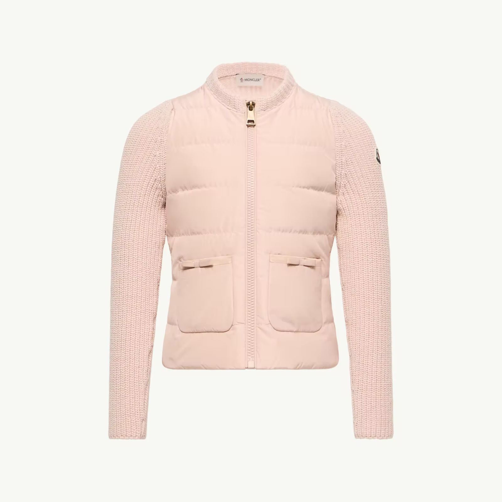 Haut zippé rembourré en duvet rose clair pour fille