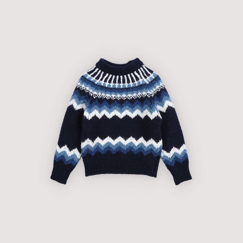 Boys & Girls Navy Jacquard Wool Sweater