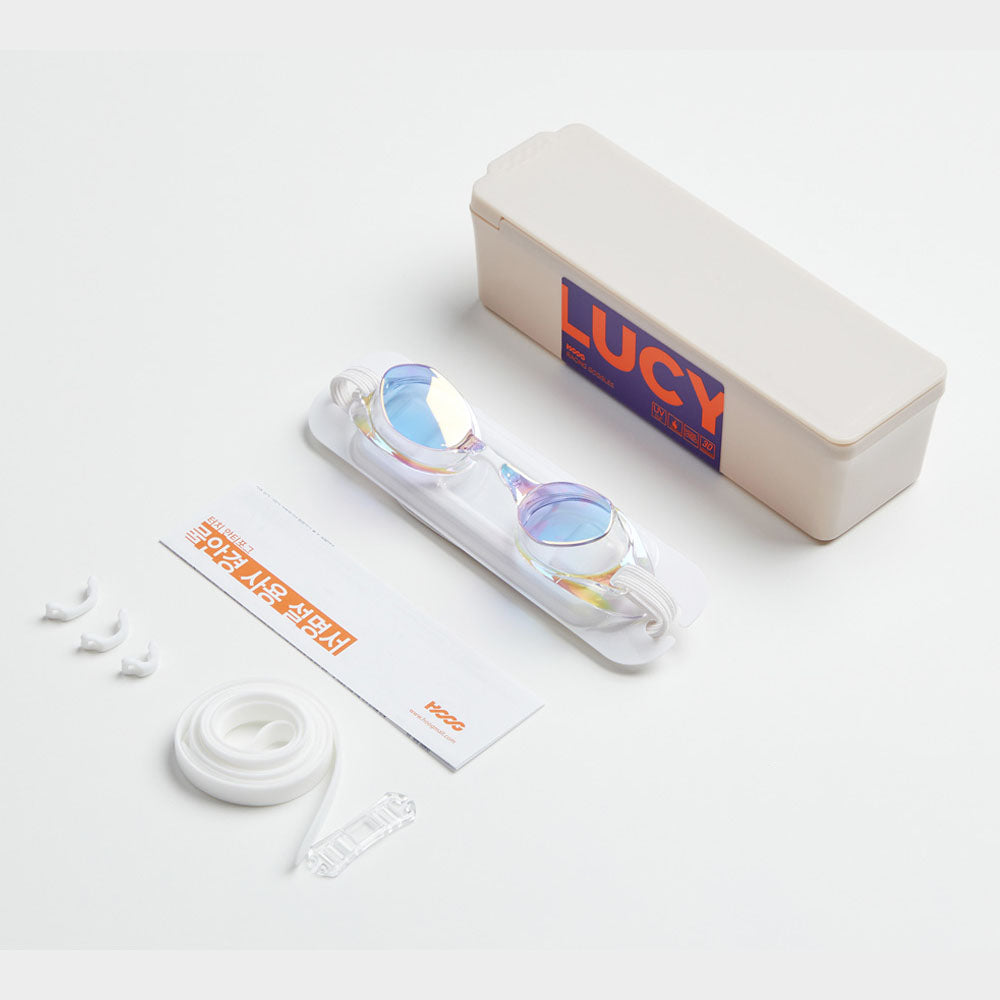 Adult White No Rubber Ring Racing Goggles(LUCY_CLGL)
