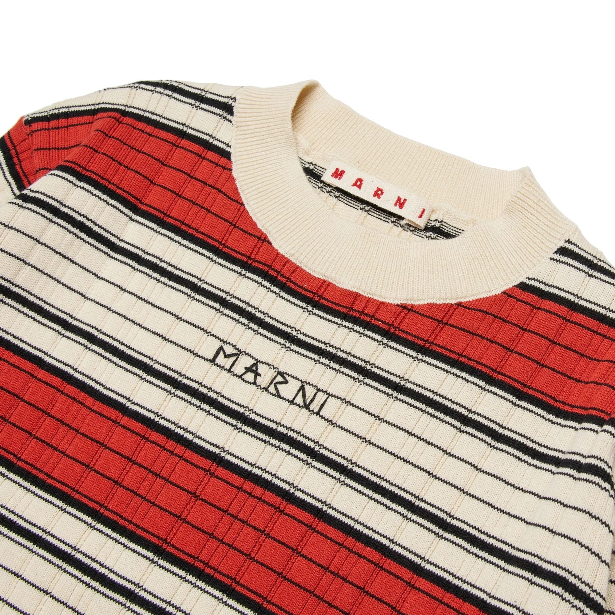 Pull en maille de coton à rayures rouges pour garçons et filles