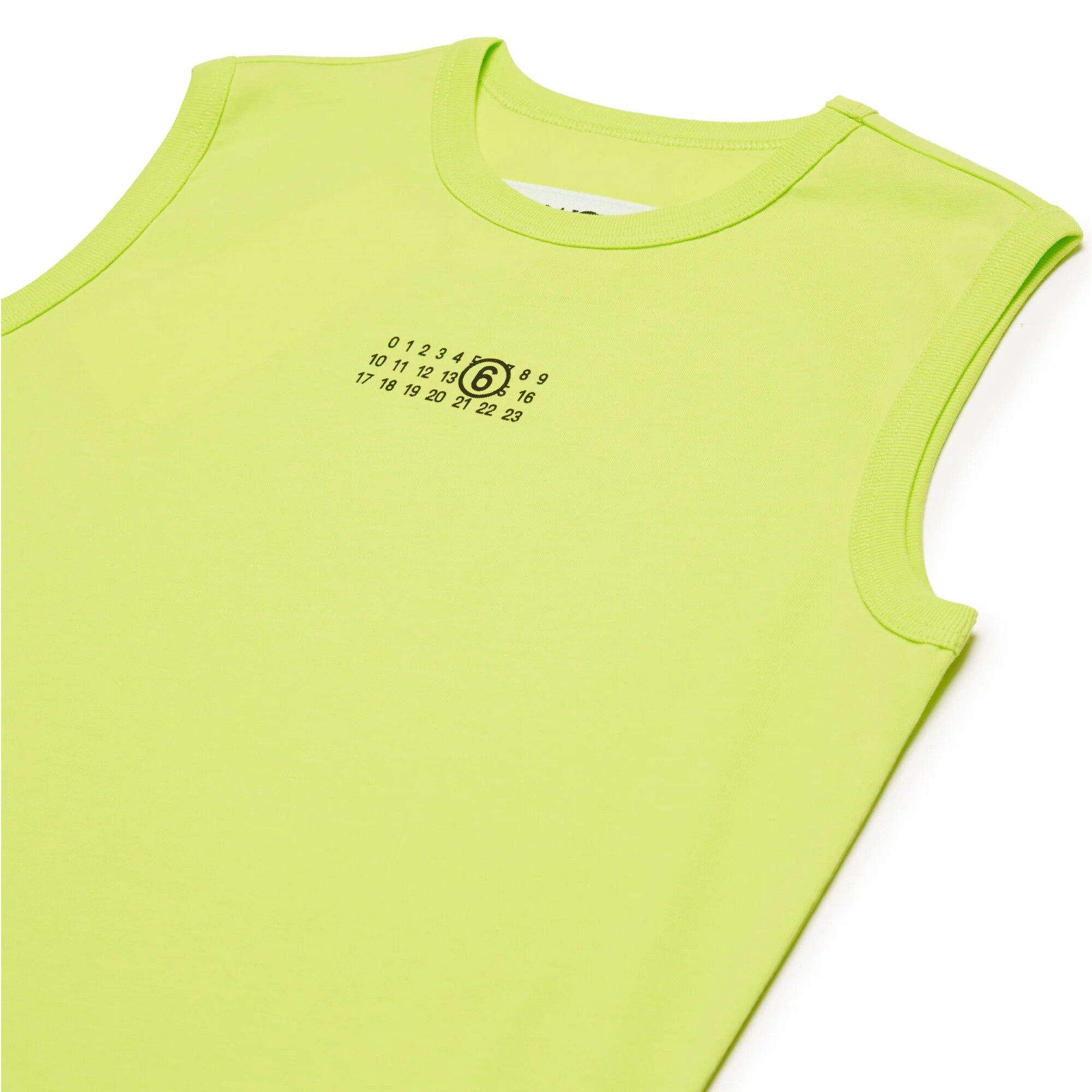 Débardeur en coton à logo imprimé vert fluo pour garçons et filles