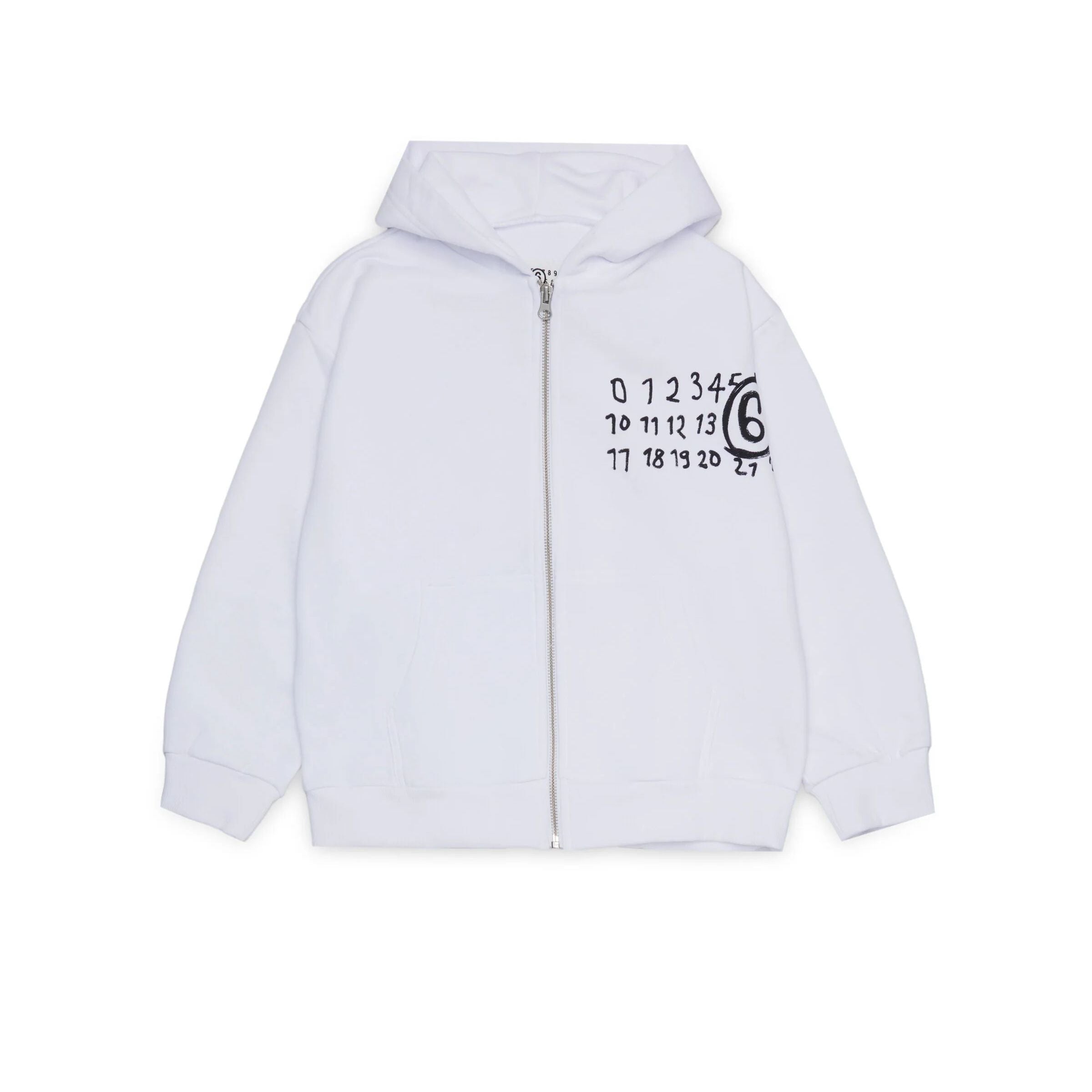 Boys & Girls White Logo Cotton Zip-Up Top