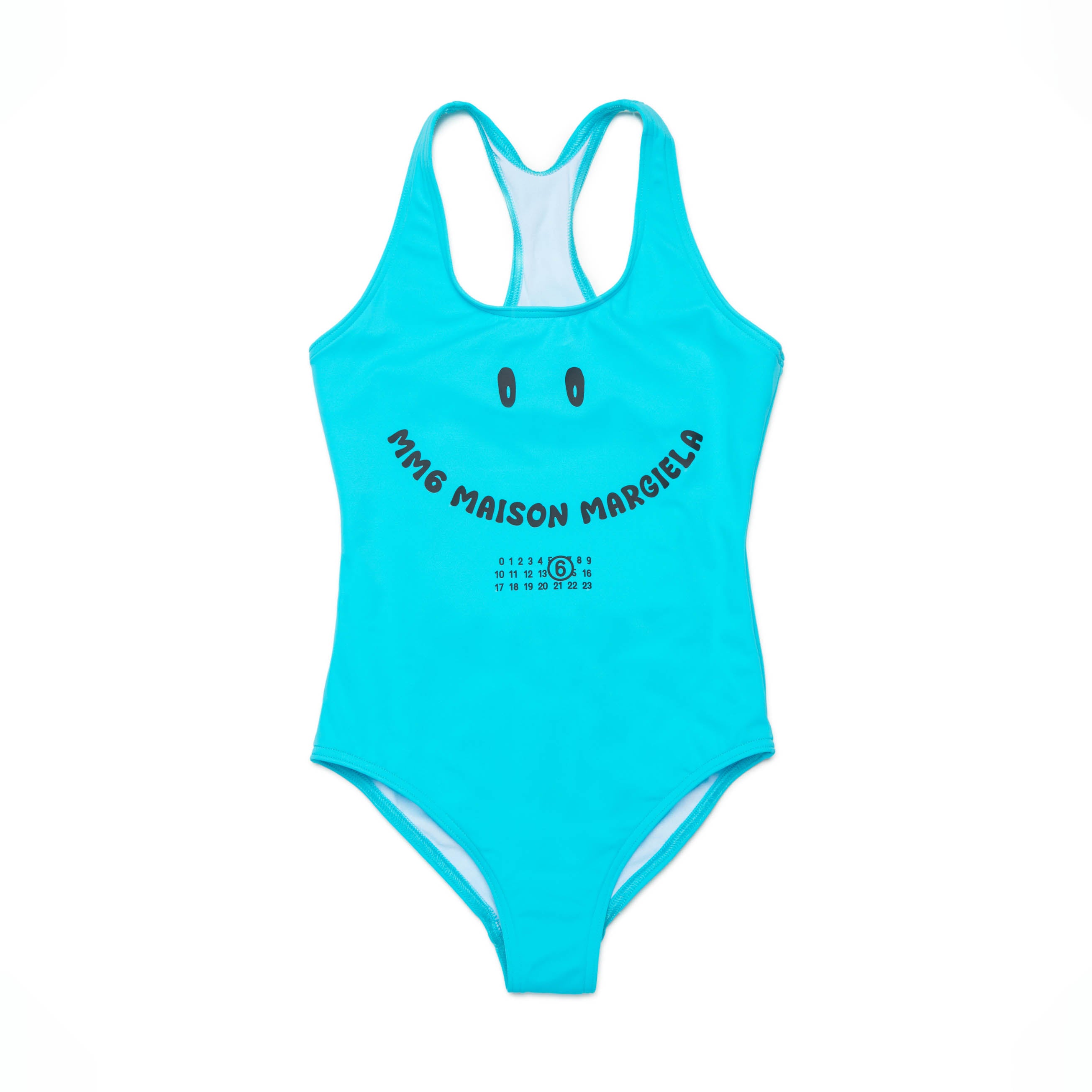 Girls Light Blue Logo Swimsuit
