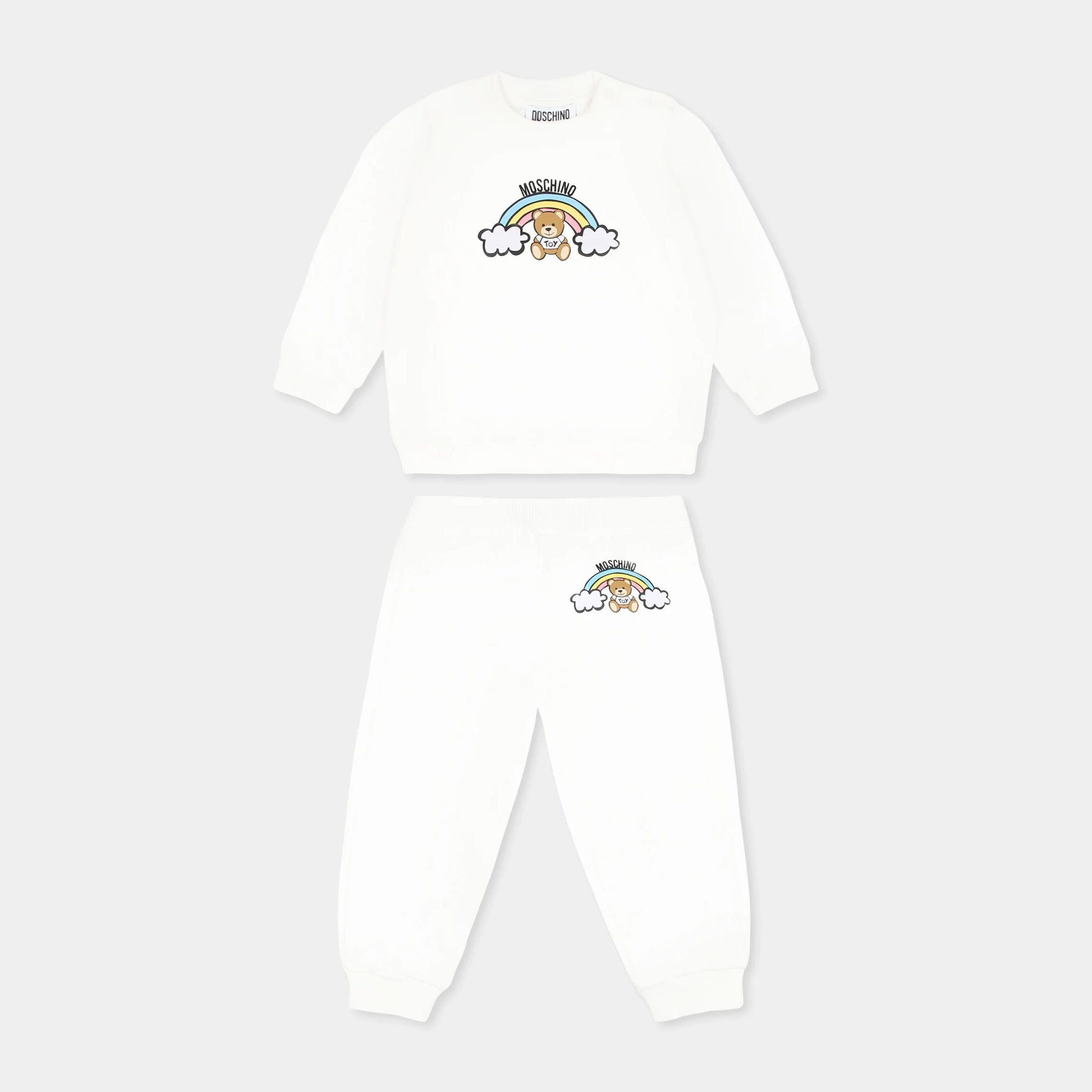 Baby Boys & Girls White Printed Cotton Set