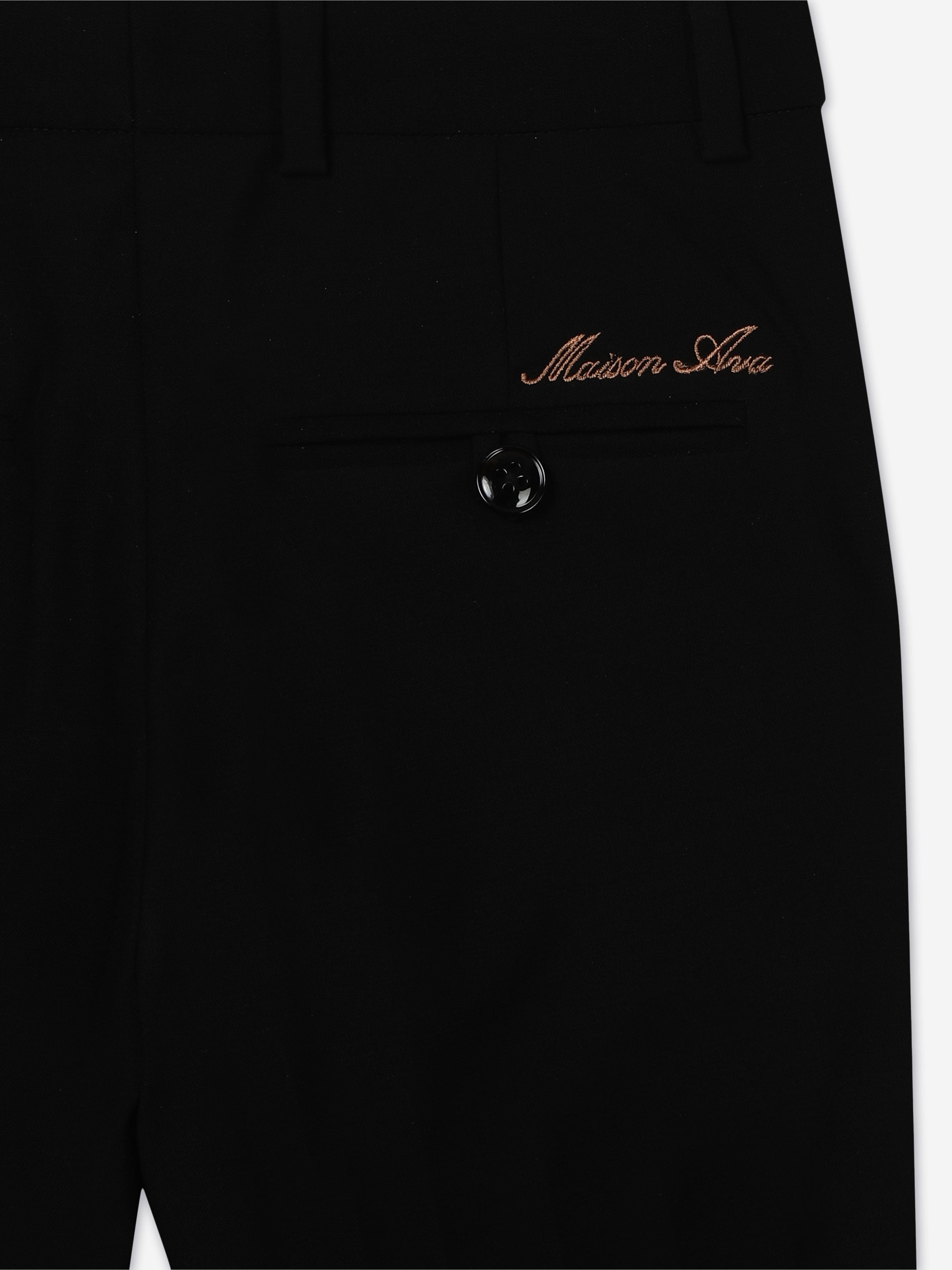 Boys Wool Blend Tristan Trousers in Black