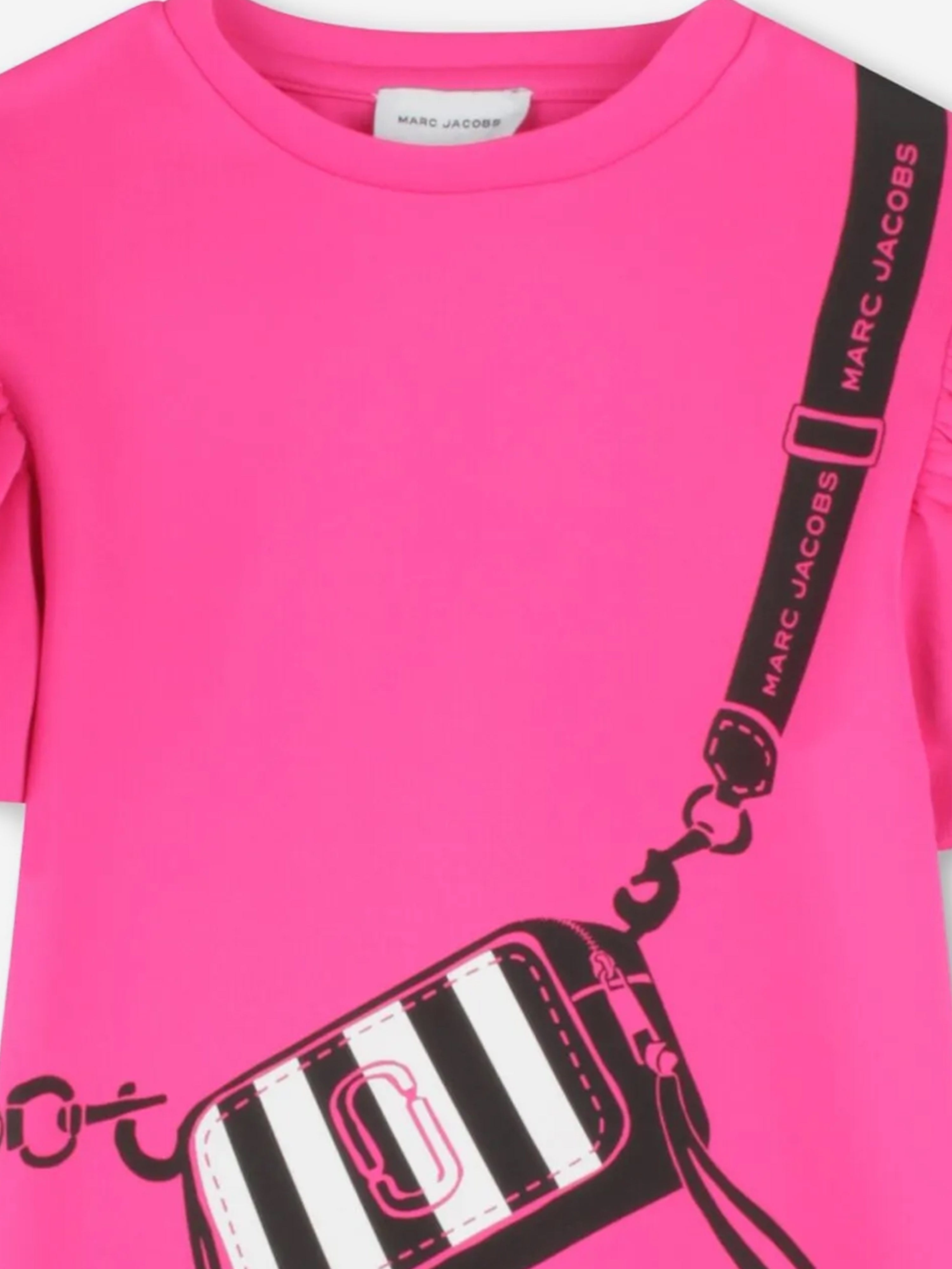Girls Snapshot Bag Print Dress in Pink