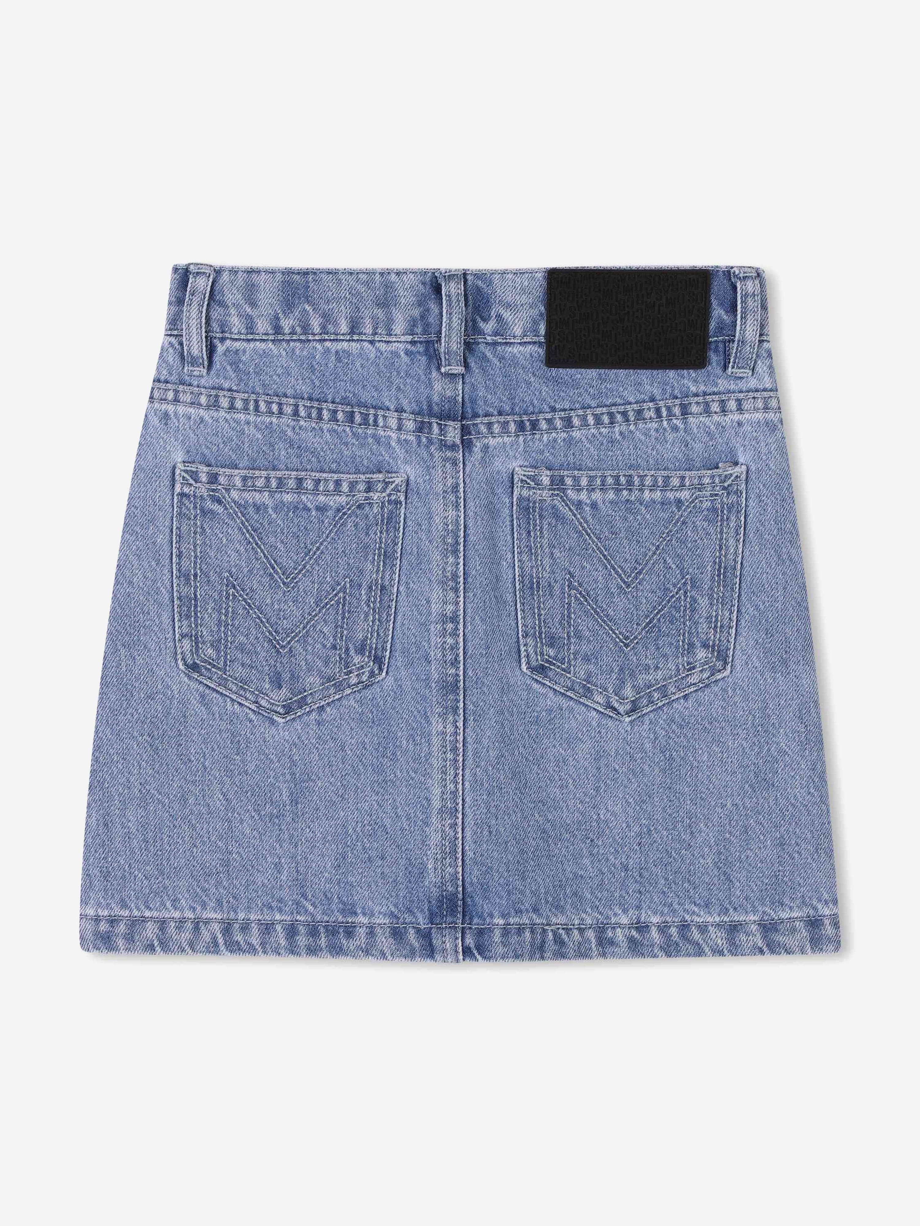 Girls Diamante Denim Skirt in Blue