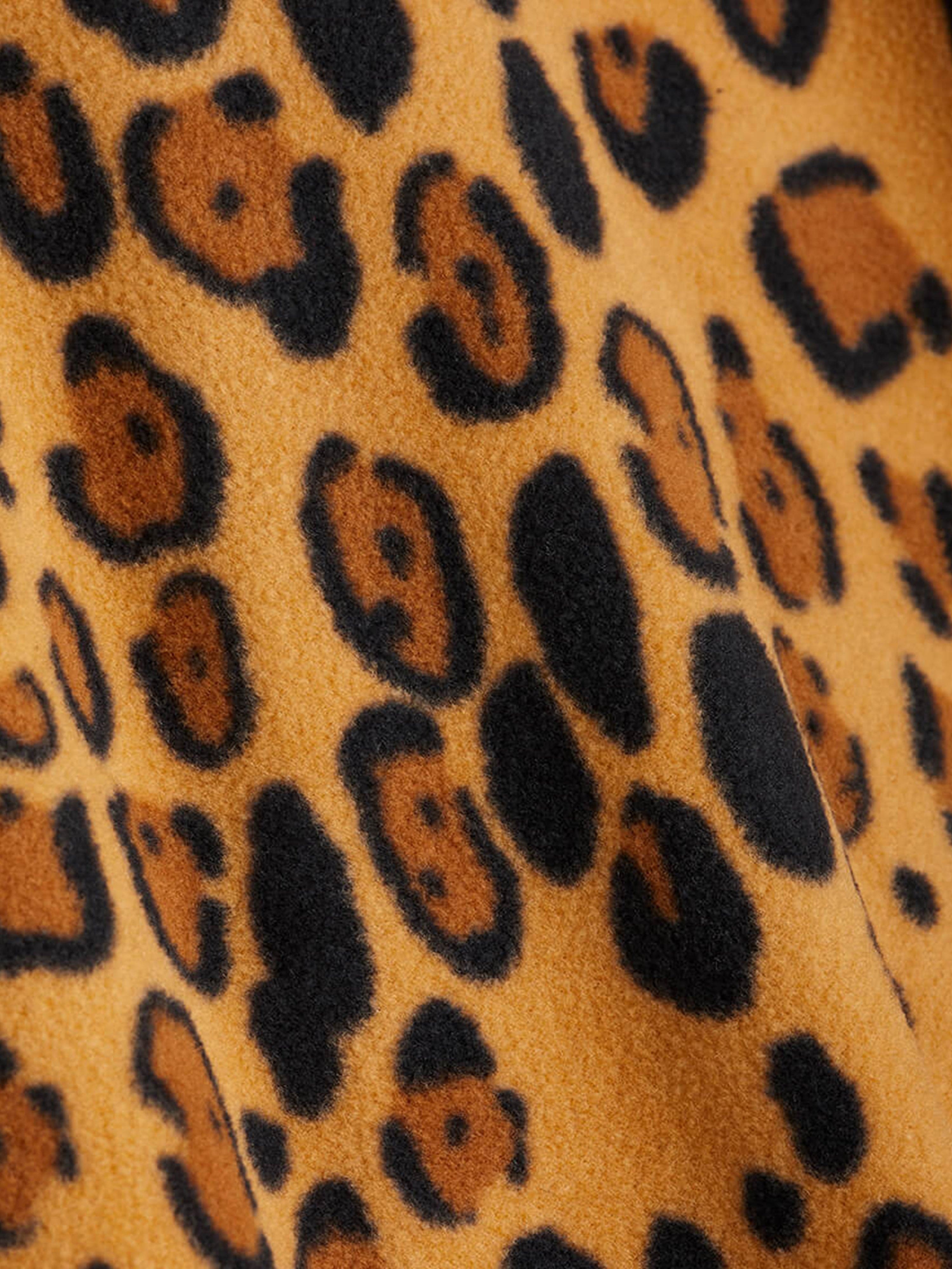 Mini Rodini Girls Leopard Zip Up Top in Brown