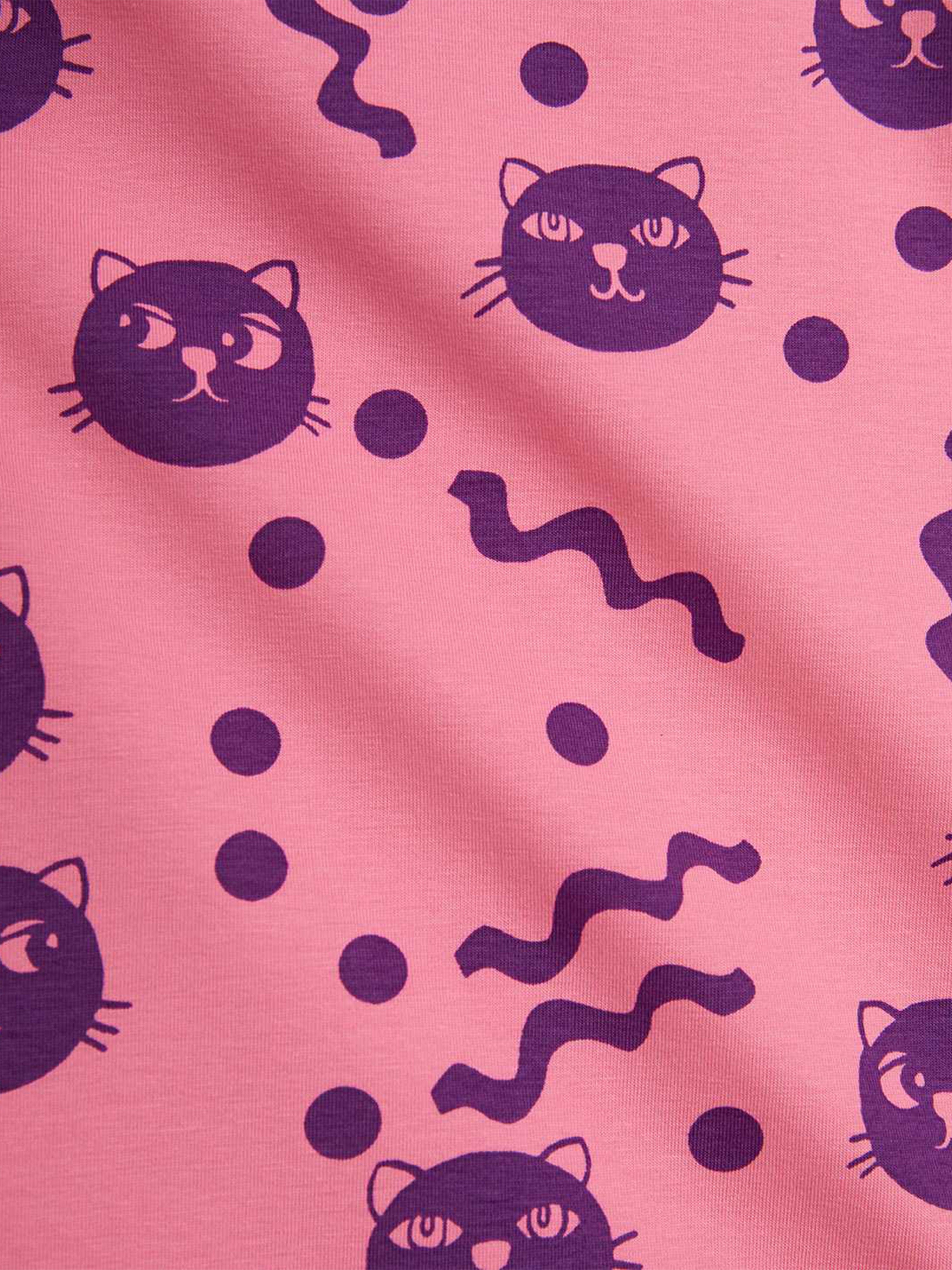 Girls Squiggly Cats AOP T-Shirt in Pink